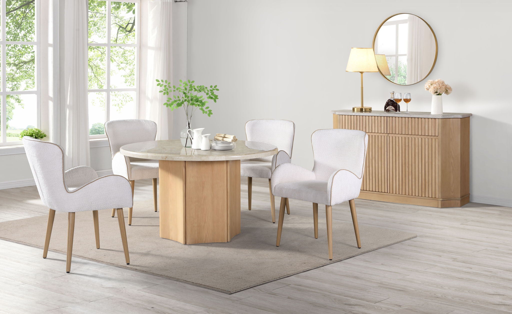 Qwin - Marble Top Round Dining Table - Natural - Best Buy Furniture