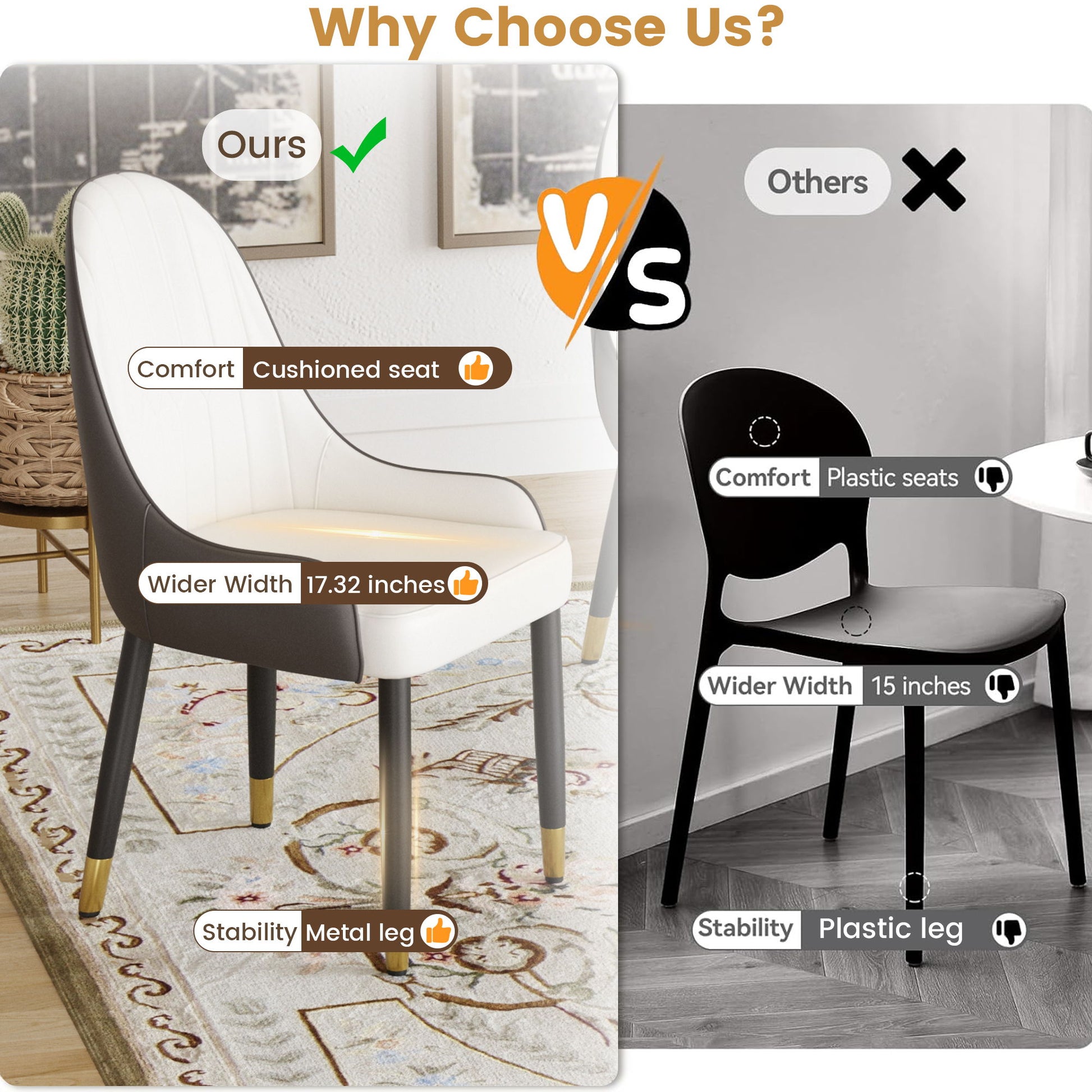 Modern PU Sponge-Filled Dining Chair, Solid Wood Metal Legs, Suitable For Restaurants, Living Rooms And Rooms (Set of 2) - Best Buy Furniture