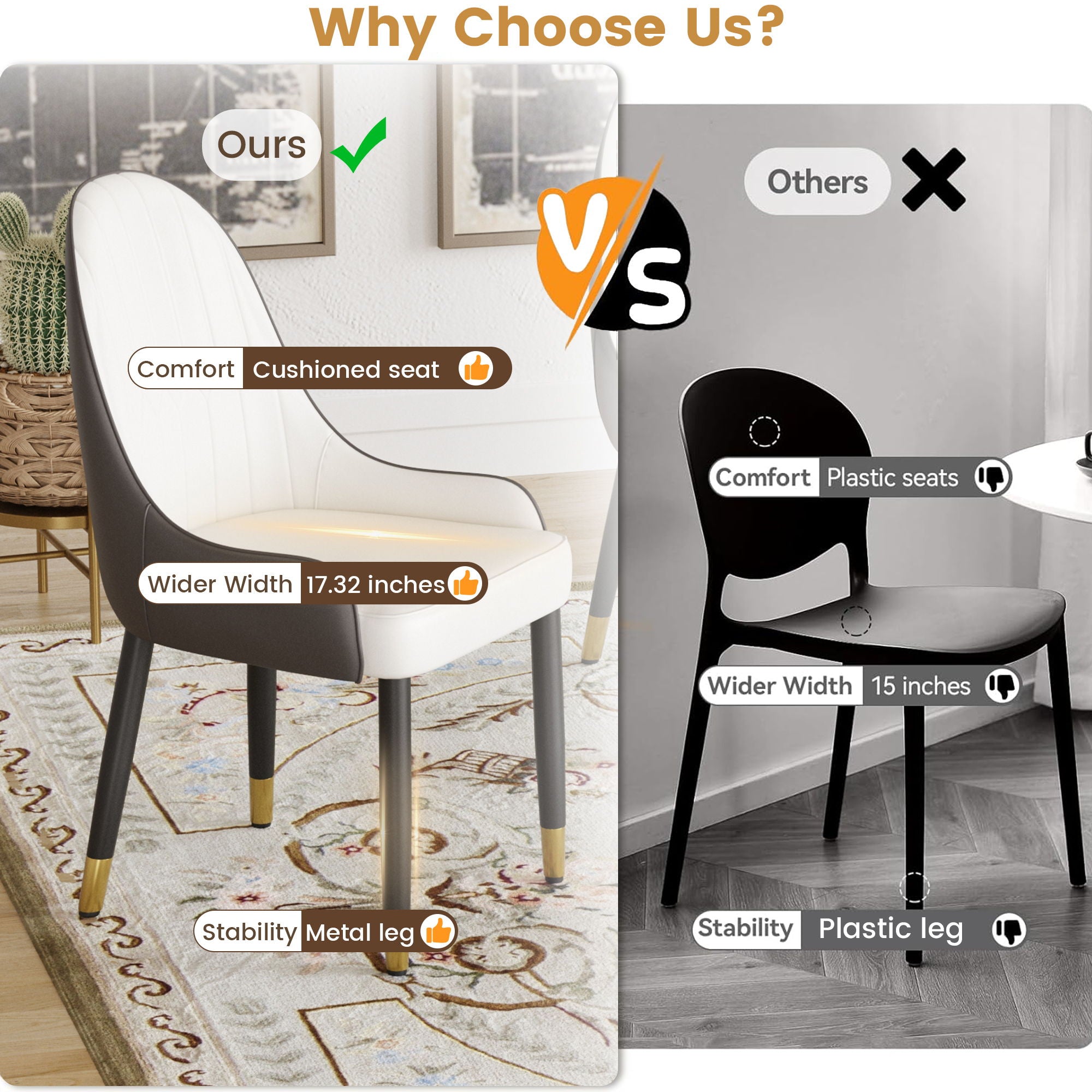 Modern PU Sponge-Filled Dining Chair, Solid Wood Metal Legs, Suitable For Restaurants, Living Rooms And Rooms (Set of 2) - Best Buy Furniture