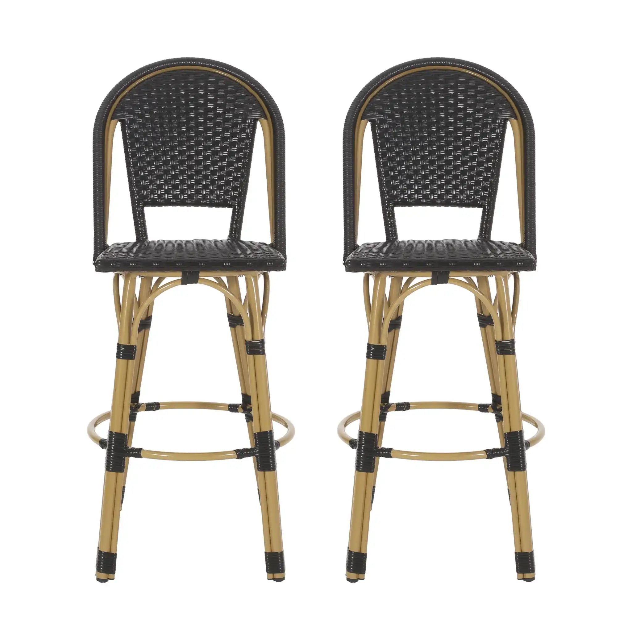 Outdoor Rattan And Aluminum French Barstools (Set of 2) - Best Buy Furniture