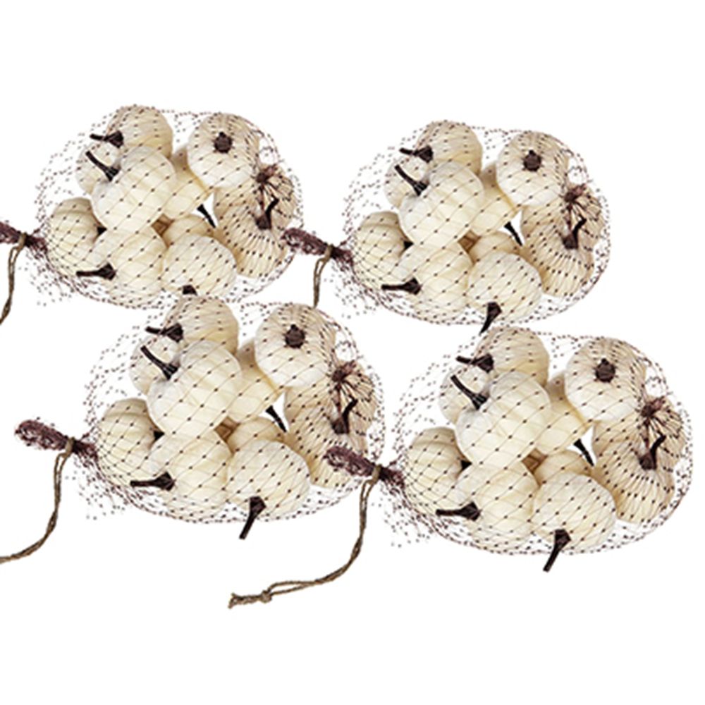 Velvety Pumpkin In Mesh Bag, Bag / 12, For Holiday Harvest Festival Fall Festival & Thanksgiving (Set of 4) - White - Best Buy Furniture