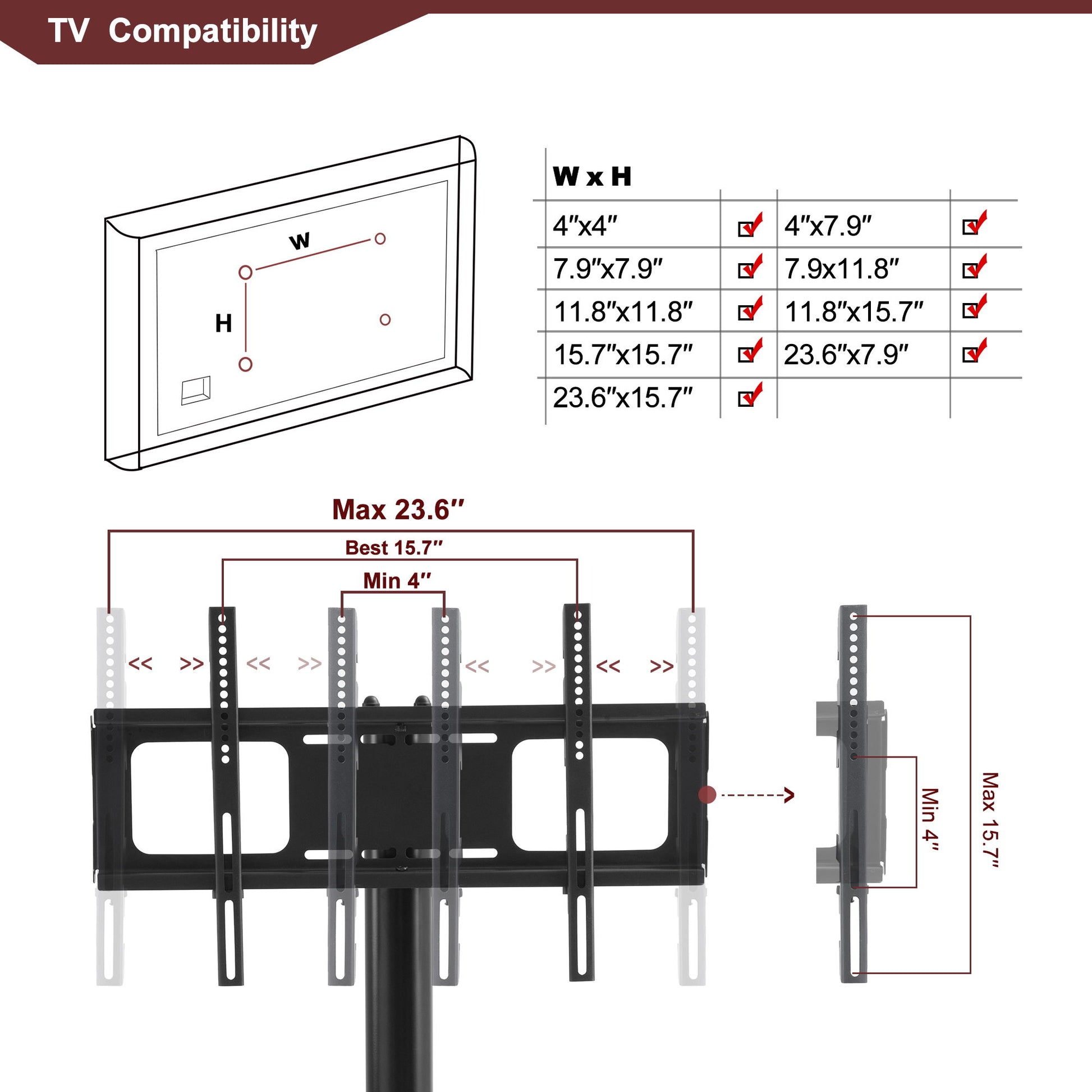 43.3" Multi-Function TV Stand Height Adjustable Bracket Swivel 3 Tier - Black - Best Buy Furniture
