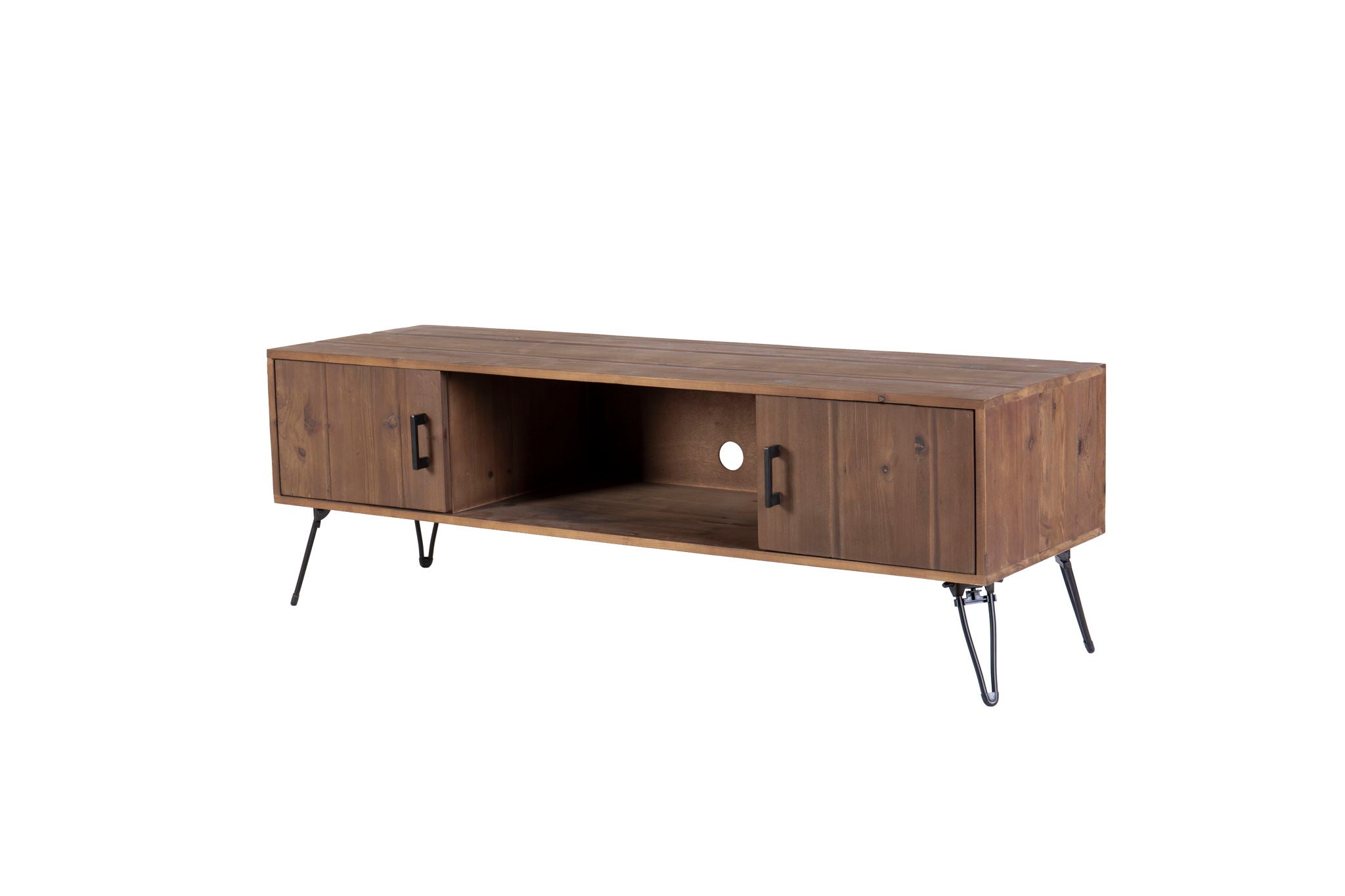 Industrial Style Reclaimed Wood Media TV Stand With Storage Cabinet For Living Media Room - Natural - Best Buy Furniture