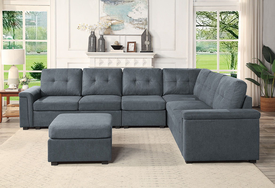 Isla - Fabric Sectional Sofa With Ottoman - Best Buy Furniture