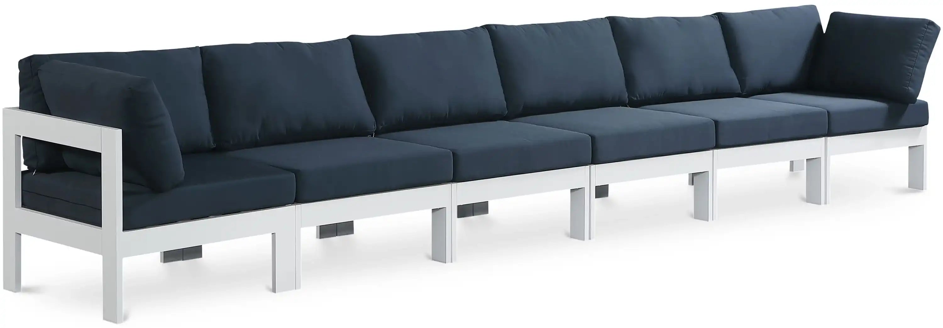 Nizuc - Outdoor Patio 6 Seat Modular Sofa With White Frame - Best Buy Furniture