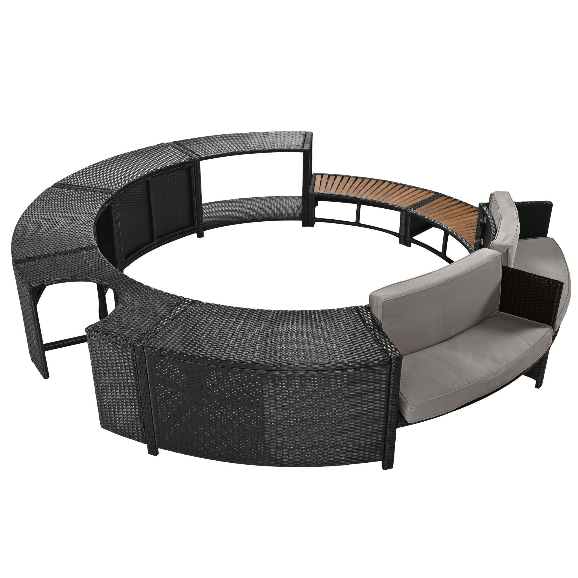 Spa Surround Spa Frame Patio Rattan Sofa Set With Storage Spaces, Mini Sofa And Comfortable Cushion For Patio, Backyard - Best Buy Furniture