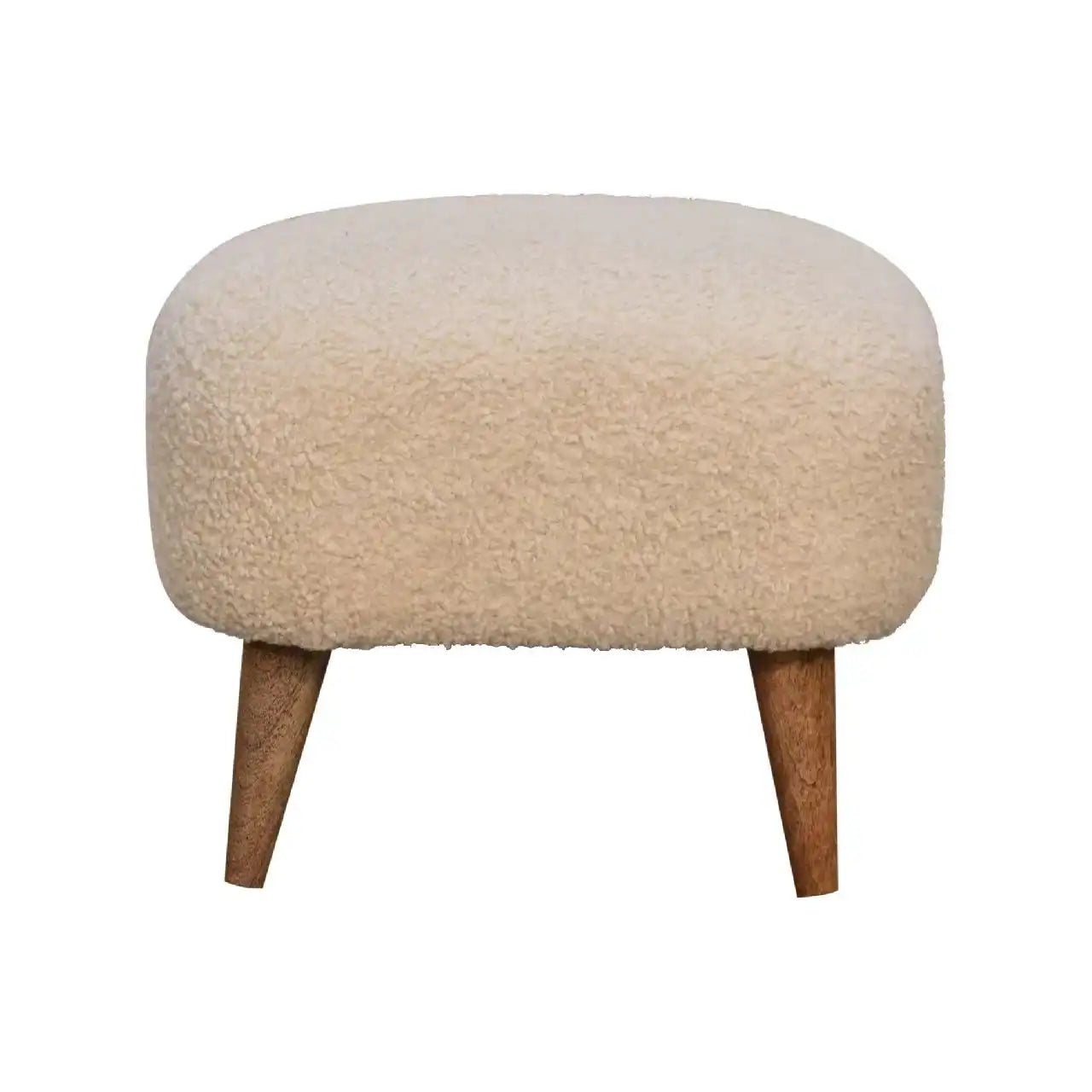 Boucle Square Footstool - Cream - Best Buy Furniture
