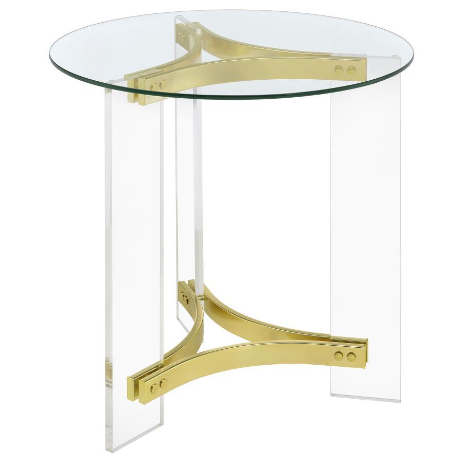 Janessa - Round Glass Top Acrylic Leg Table - Best Buy Furniture