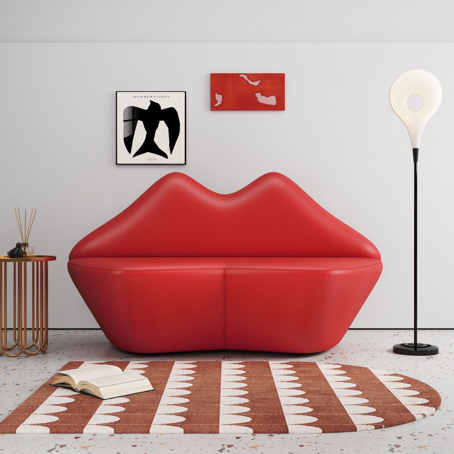 Kiss Loveseat Funky Lip Design - Red