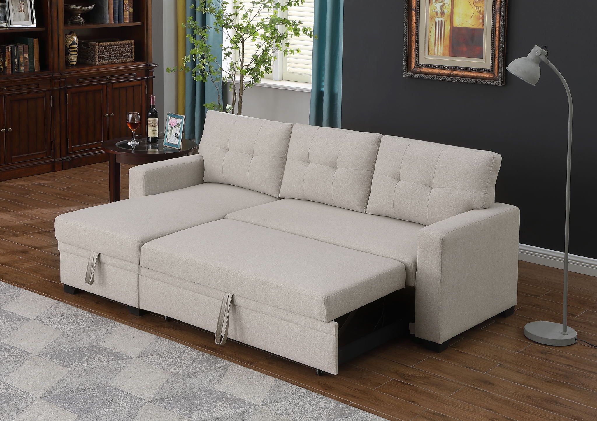 Upholstered Pull Out Sectional Sofa With Chaise - Best Buy Furniture