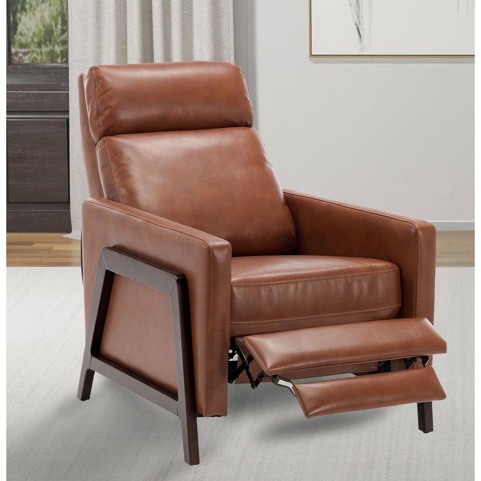 Mid Century Modern Madeline Push Back Recliner - Caramel - Best Buy Furniture