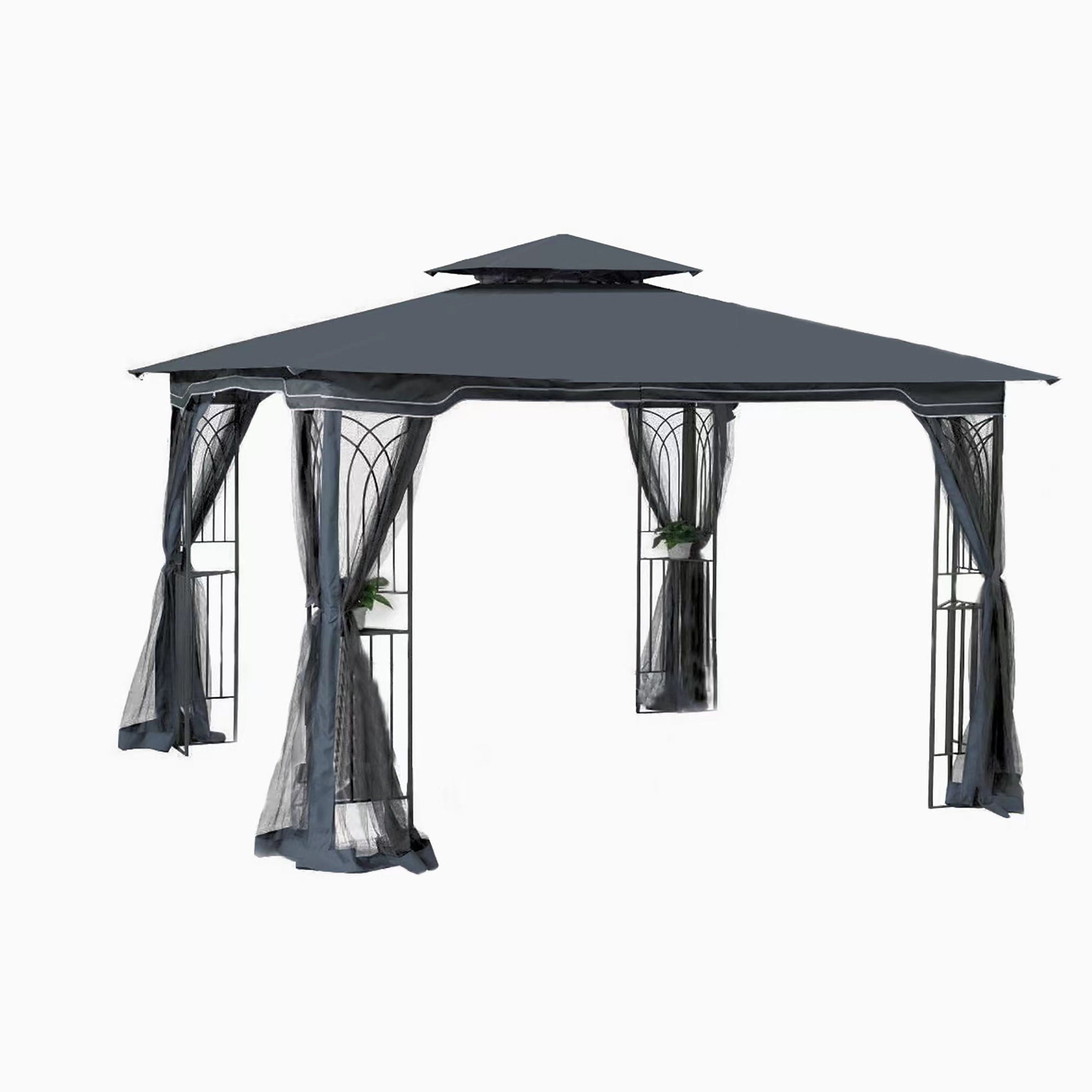 Patio Gazebo Tent With Ventilated Double Roof And Mosquito Net - Best Buy Furniture
