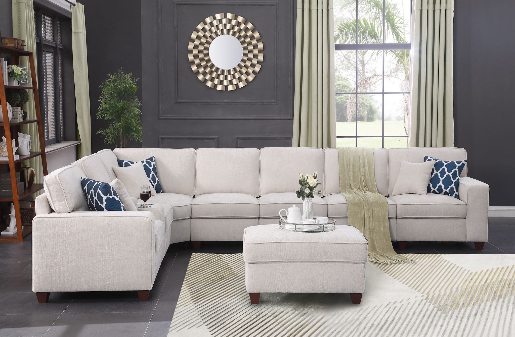 Ted - Sectional Sofa With Ottoman - Beige - Best Buy Furniture