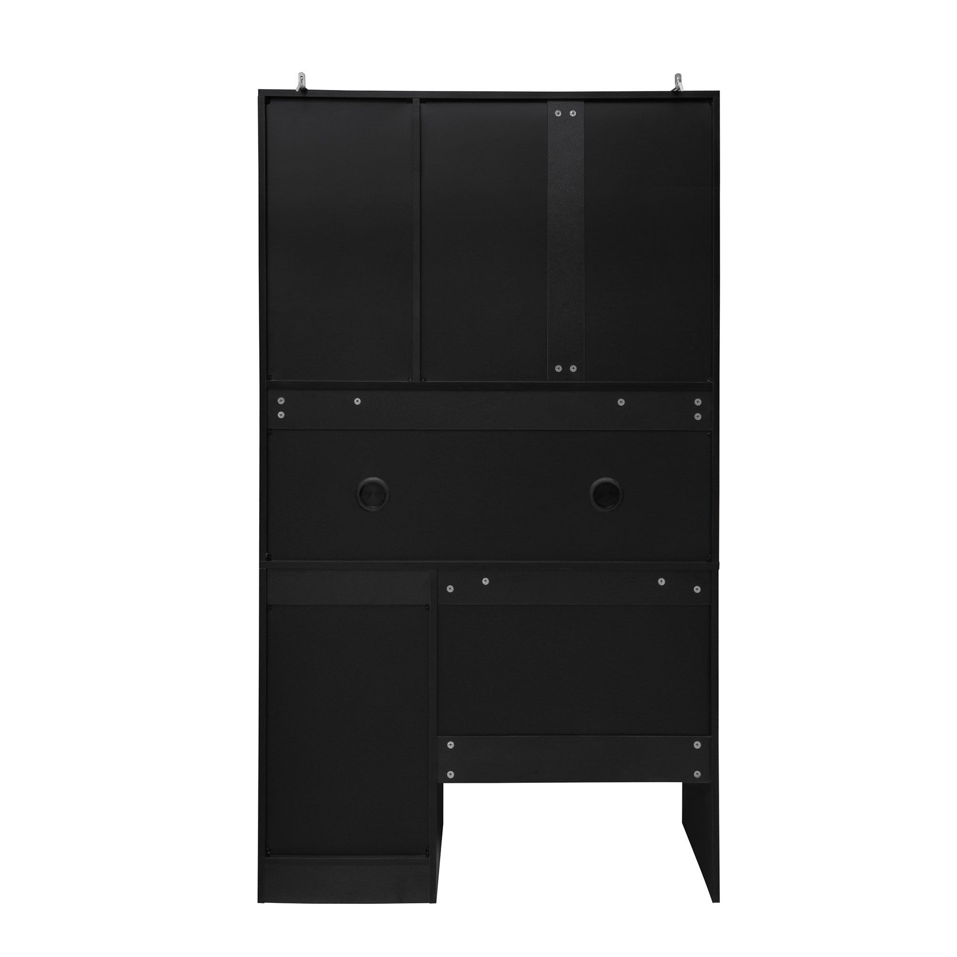 Kitchen Pantry Storage Cabinet, Modern Buffet Cabinet With Kitchen Cart, Tall Kitchen Hutch Cabinet With Microwave Stand, Food Pantry Cabinet With 3 Rattan Doors And Adjustable Shelves - Black - Best Buy Furniture