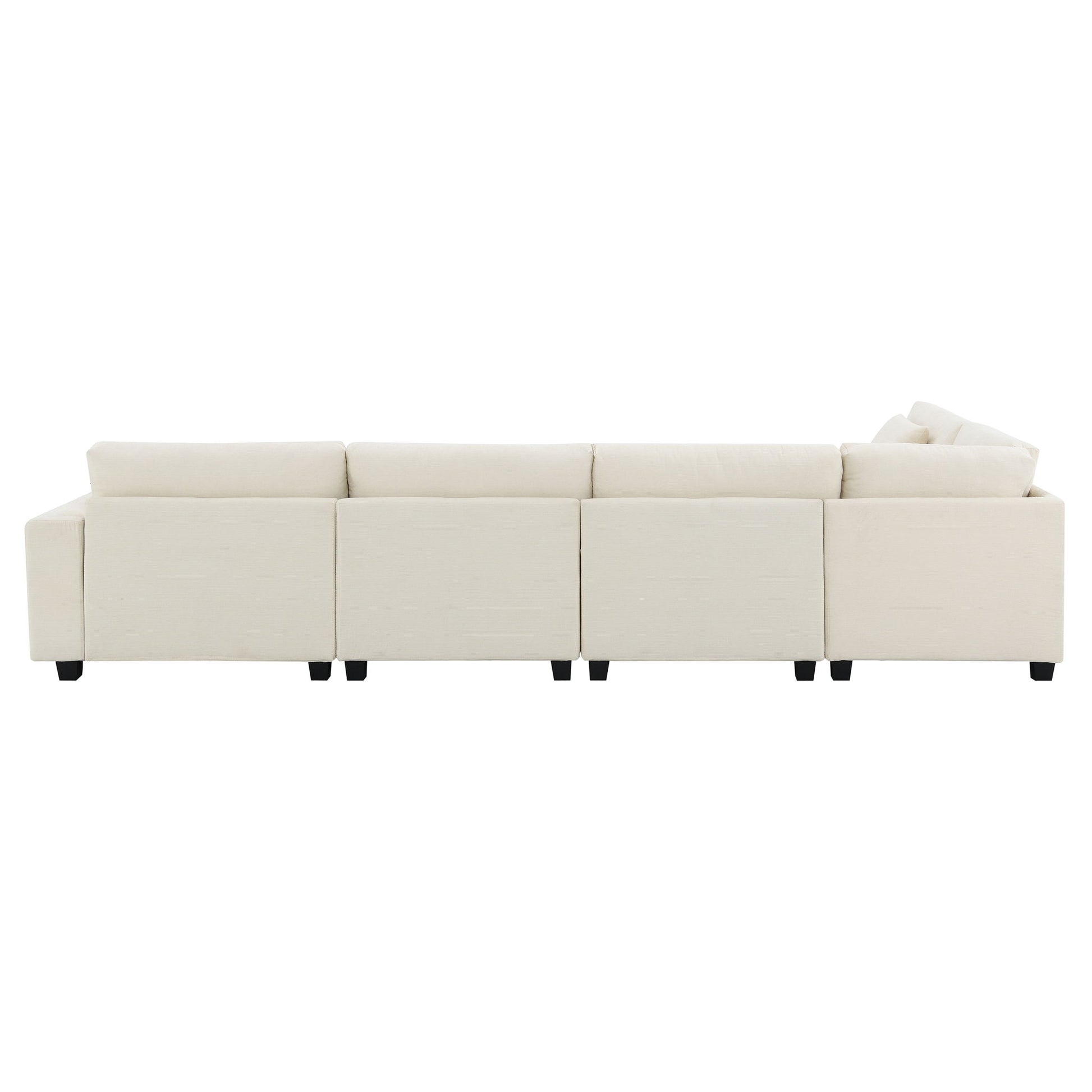 U Shaped Sectional Sofa 6 Seat Couch Set With Oversized Ottoman, Hidden Armrest Storage And Cup Holders USB Charging Ports Wide Seat Sofa - Best Buy Furniture
