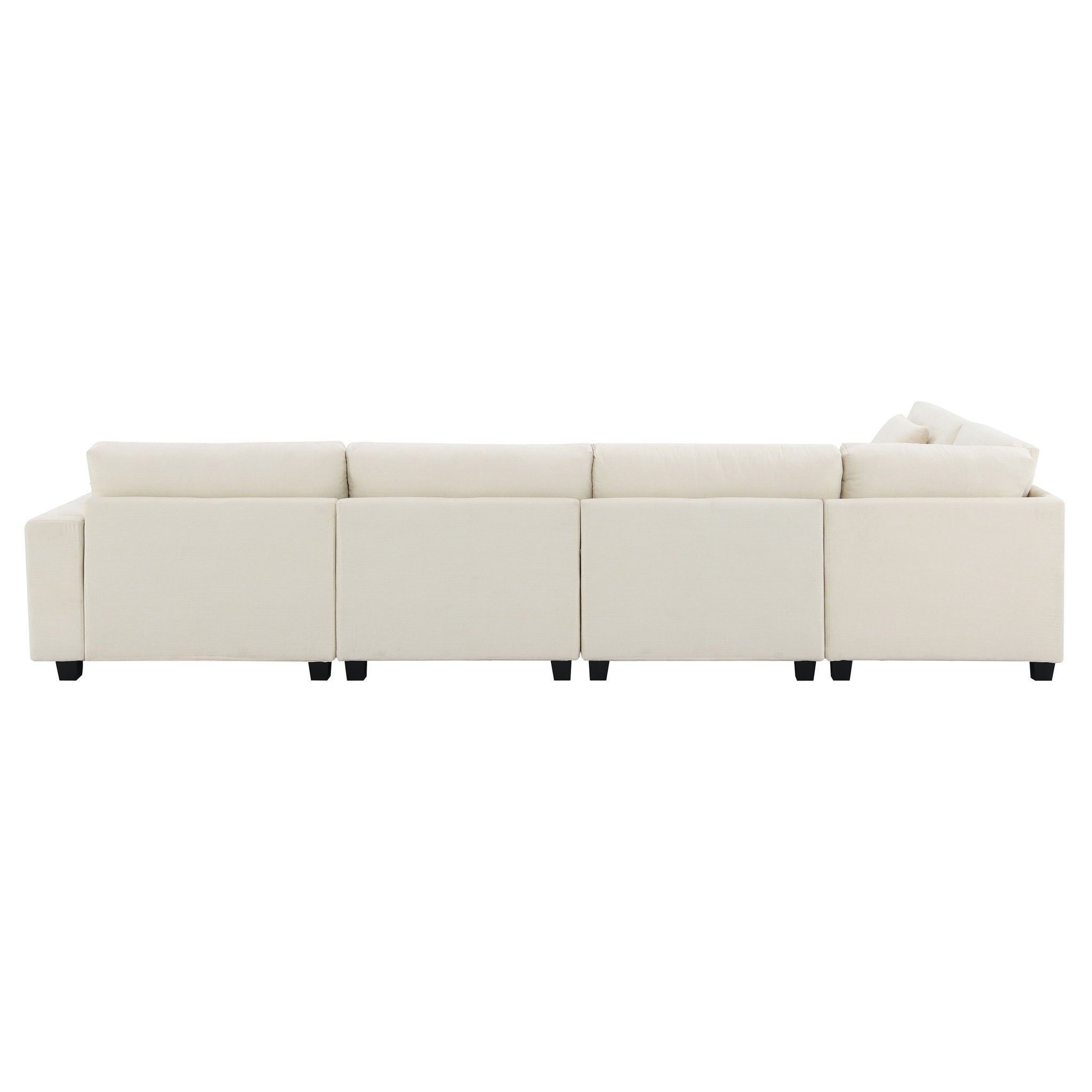 U Shaped Sectional Sofa 6 Seat Couch Set With Oversized Ottoman, Hidden Armrest Storage And Cup Holders USB Charging Ports Wide Seat Sofa - Best Buy Furniture