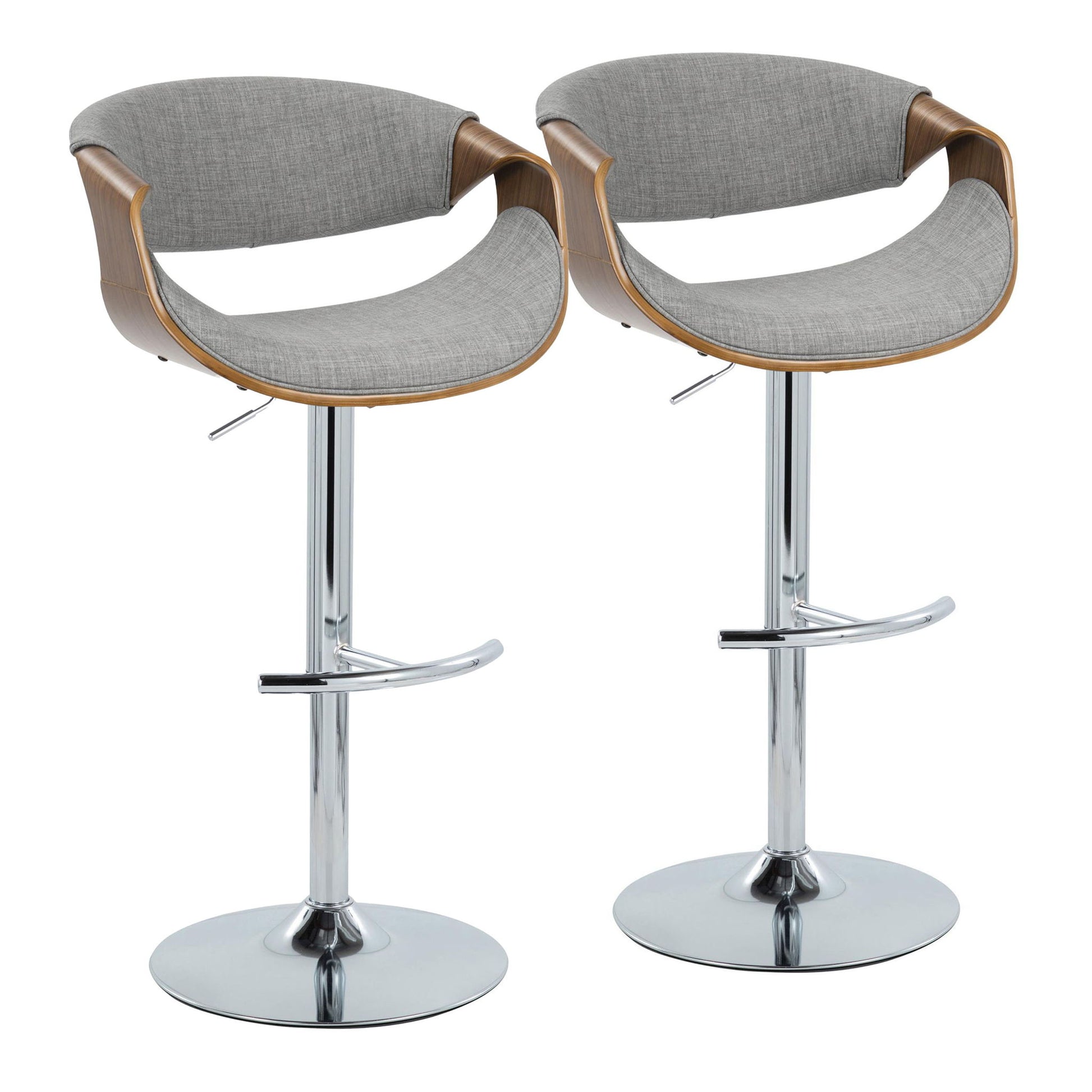 Curvo - Mid Century Modern Adjustable Barstool With Swivel With Rounded T Footrest (Set of 2) - Best Buy Furniture