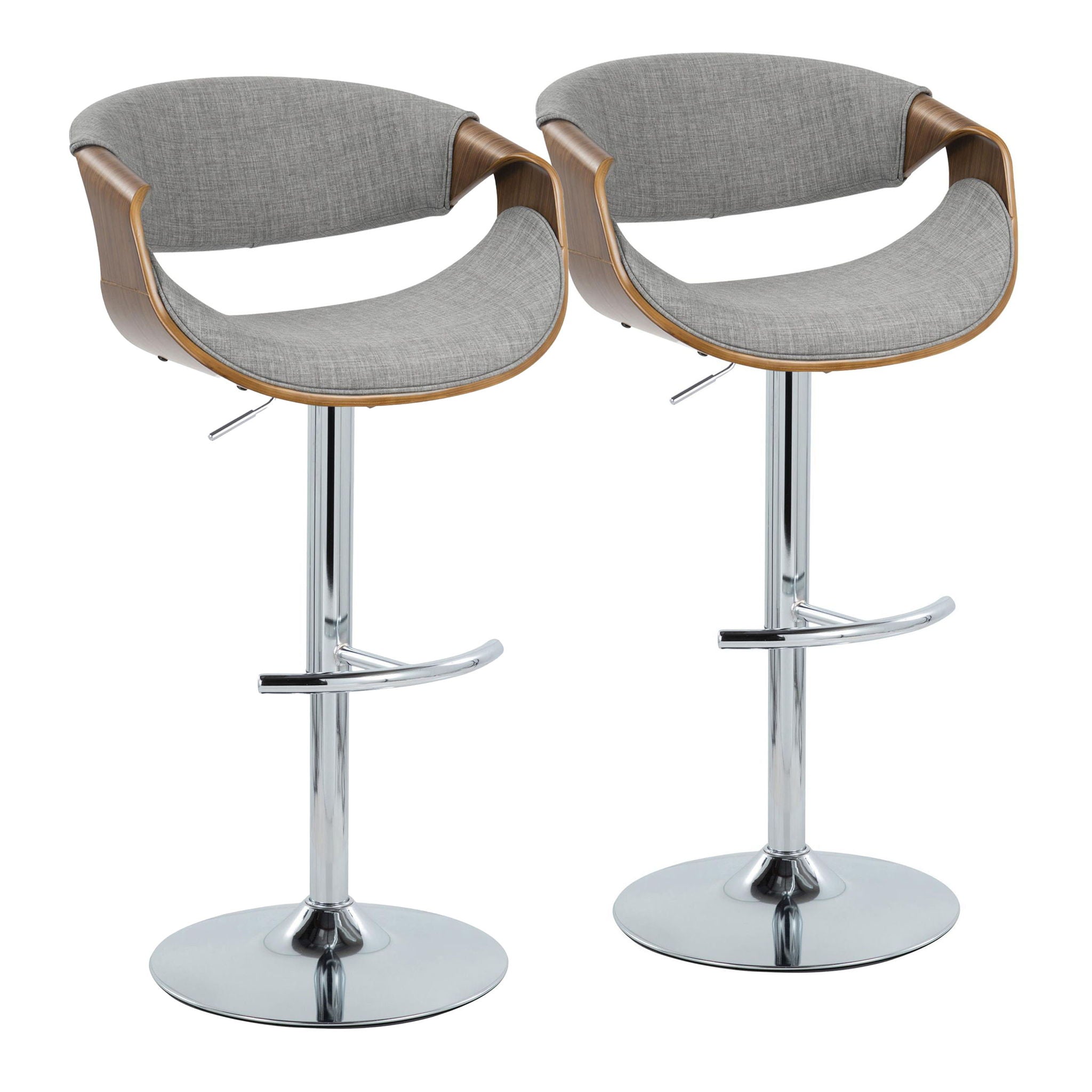 Curvo - Mid Century Modern Adjustable Barstool With Swivel With Rounded T Footrest (Set of 2) - Best Buy Furniture