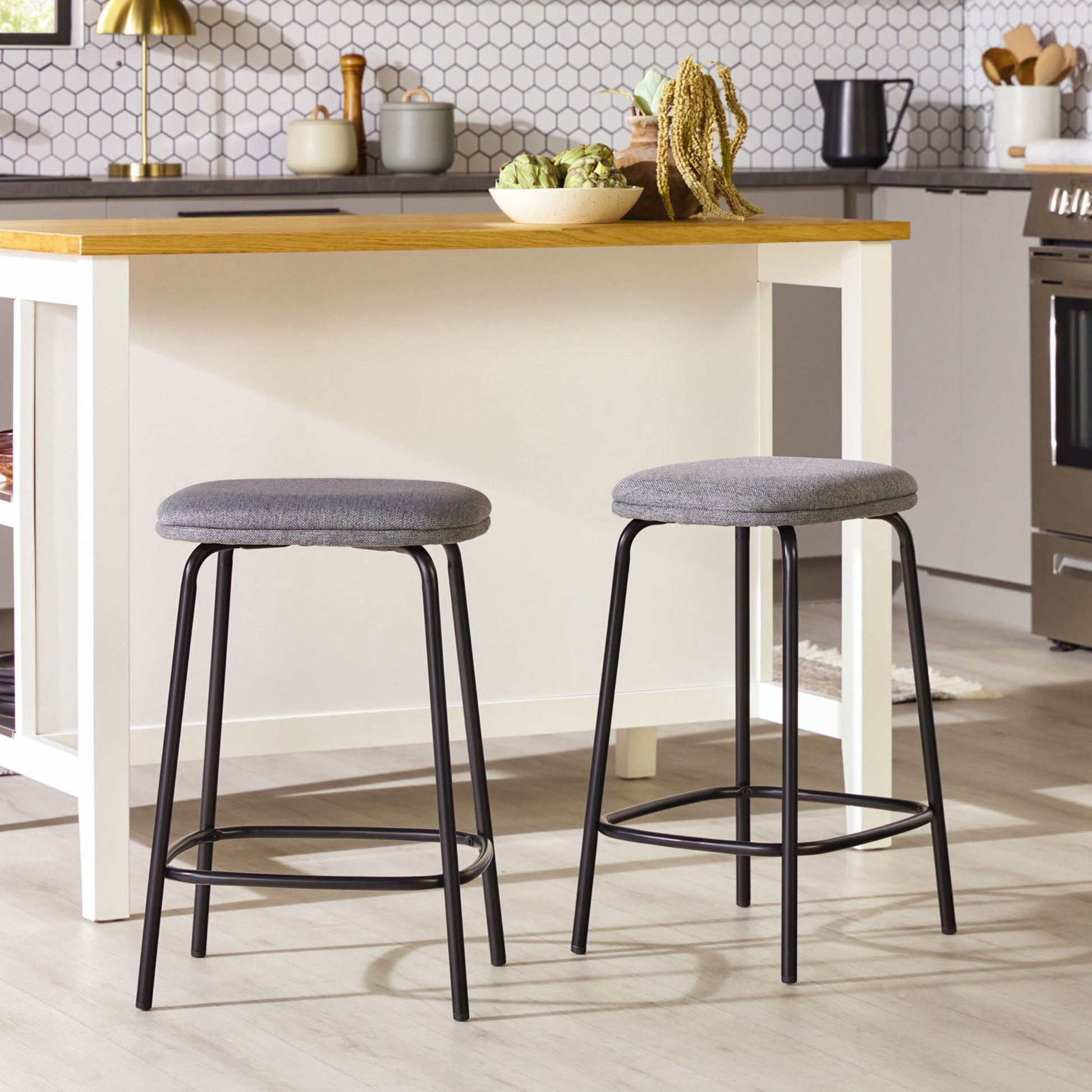 Modern Simple Counter Stool With Upholstered Seat (Set of 2) - Best Buy Furniture
