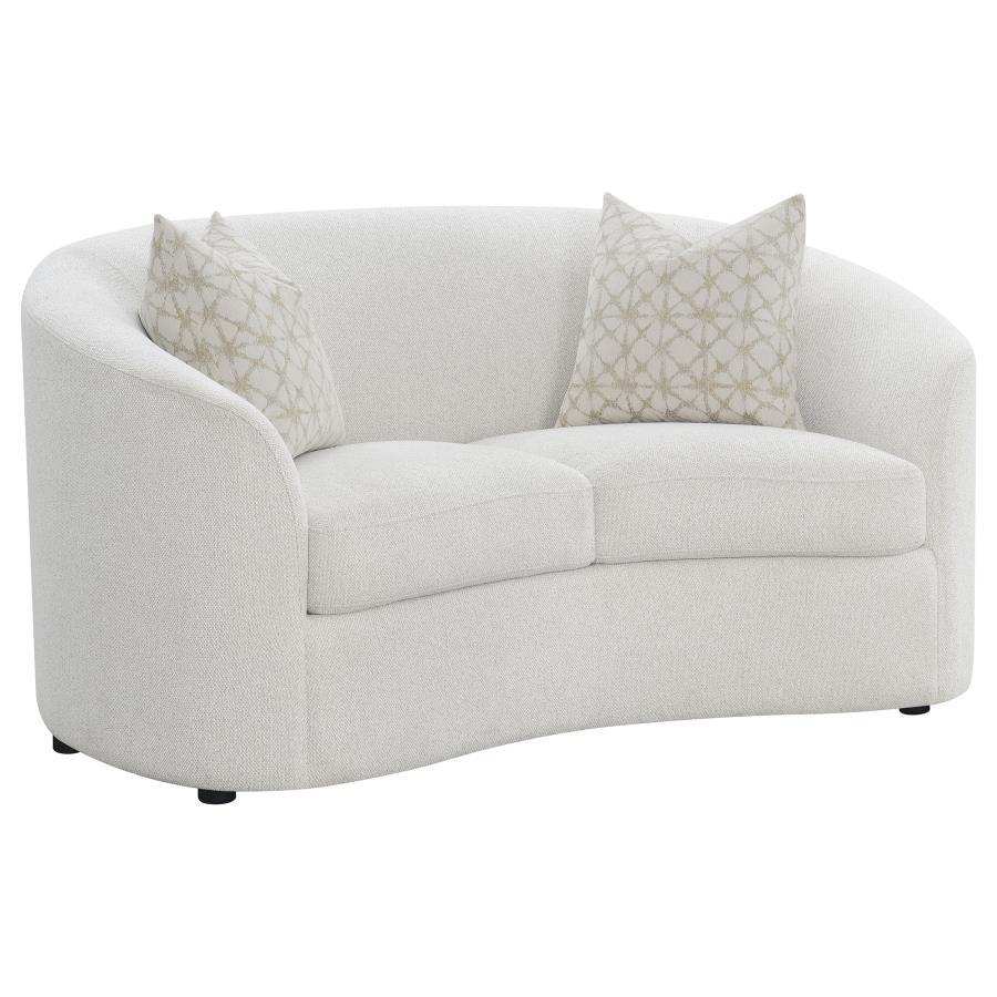 Rainn - Boucle Upholstered Sloped Arm Loveseat - Latte - Best Buy Furniture