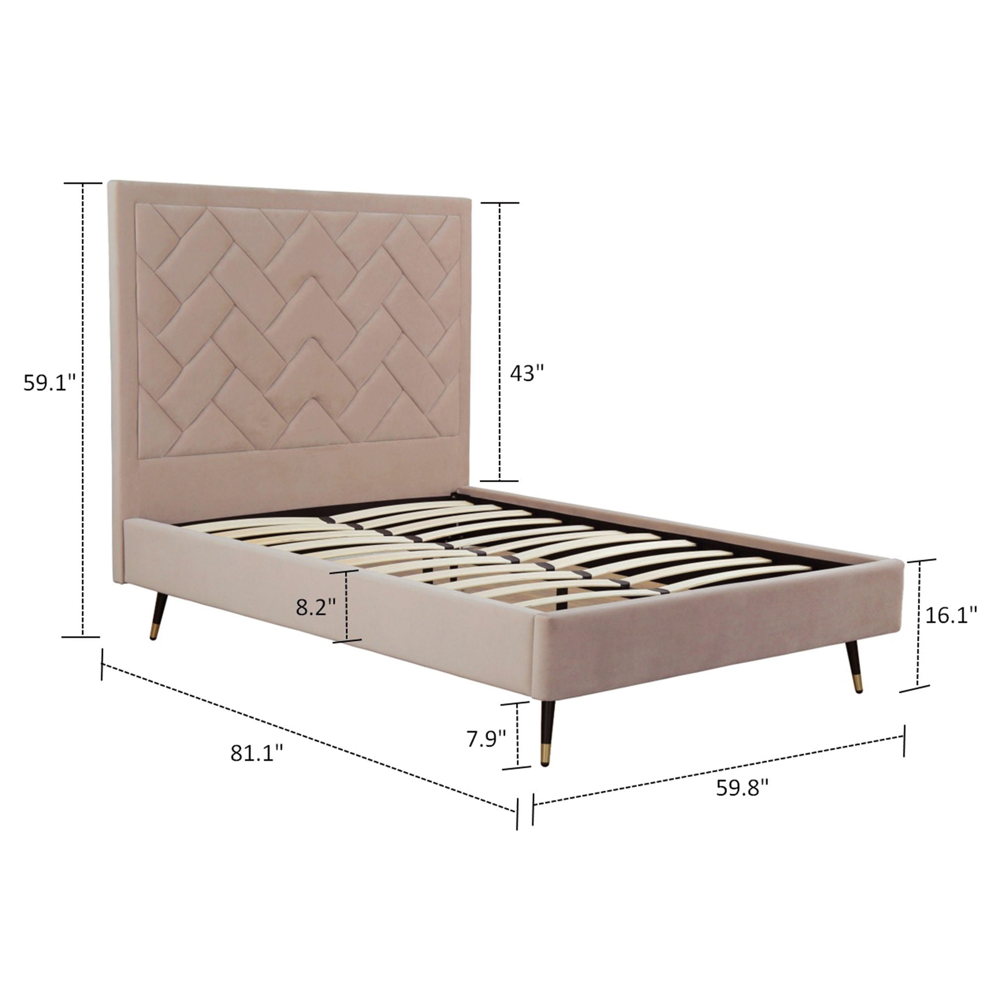 Crosby - Bed With Upholstered Headboard And Slats