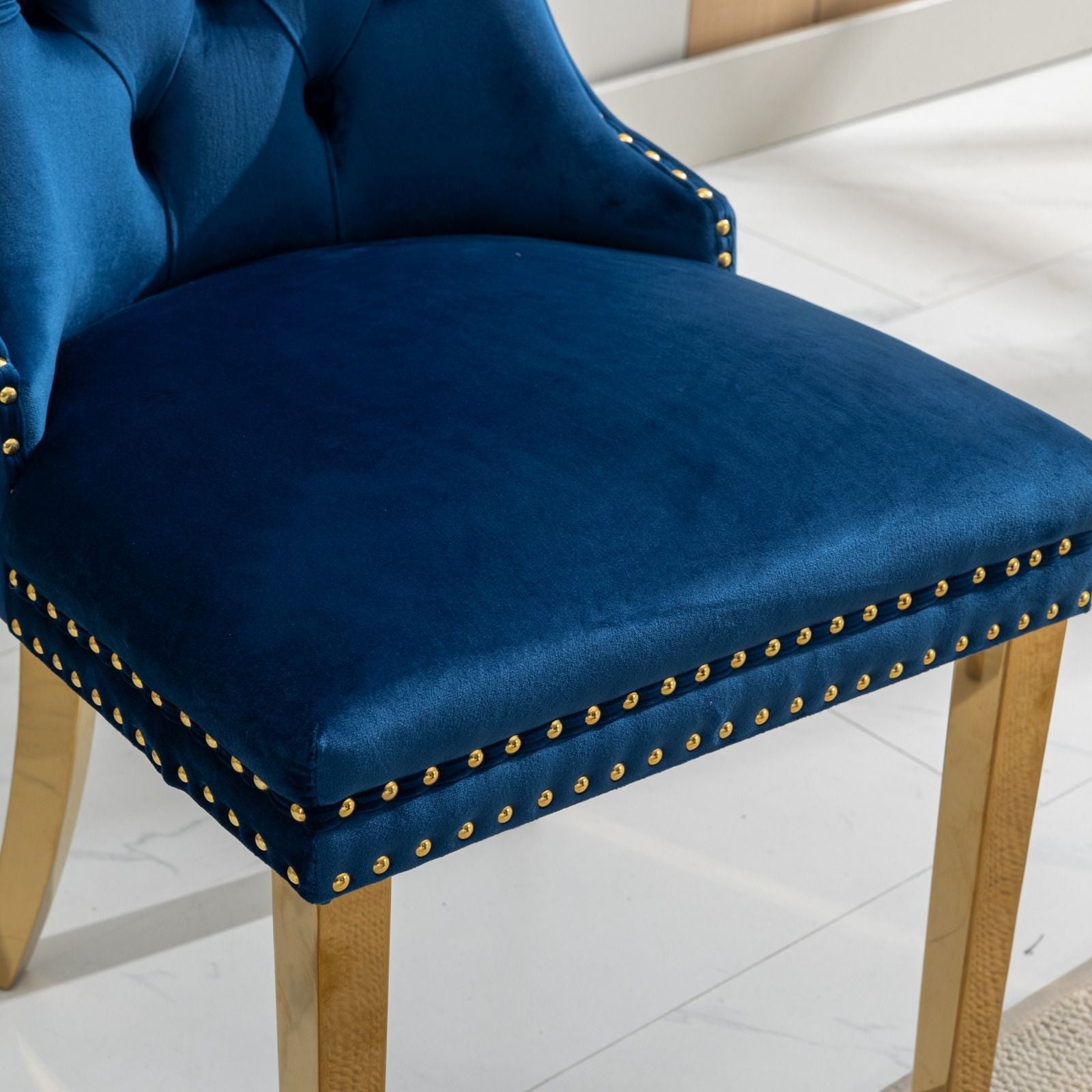 Nikki - Modern, High-End Tufted Solid Wood Contemporary Velvet Upholstered Dining Chair With Golden Stainless Steel Plating Legs, Nailhead Trim (Set of 2) - Best Buy Furniture