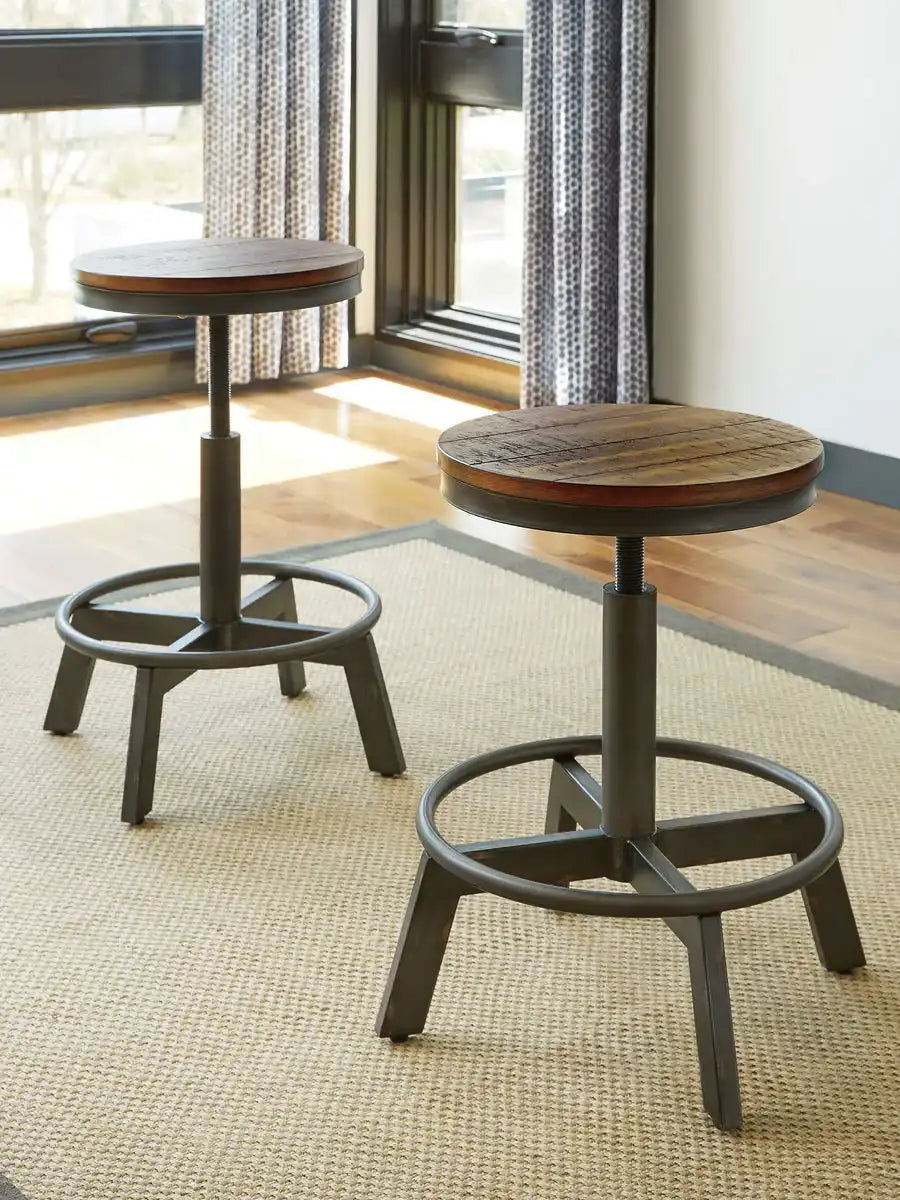 Torjin - 3 Pc. - Long Counter Table, 2 Stools - Dark Brown - Best Buy Furniture