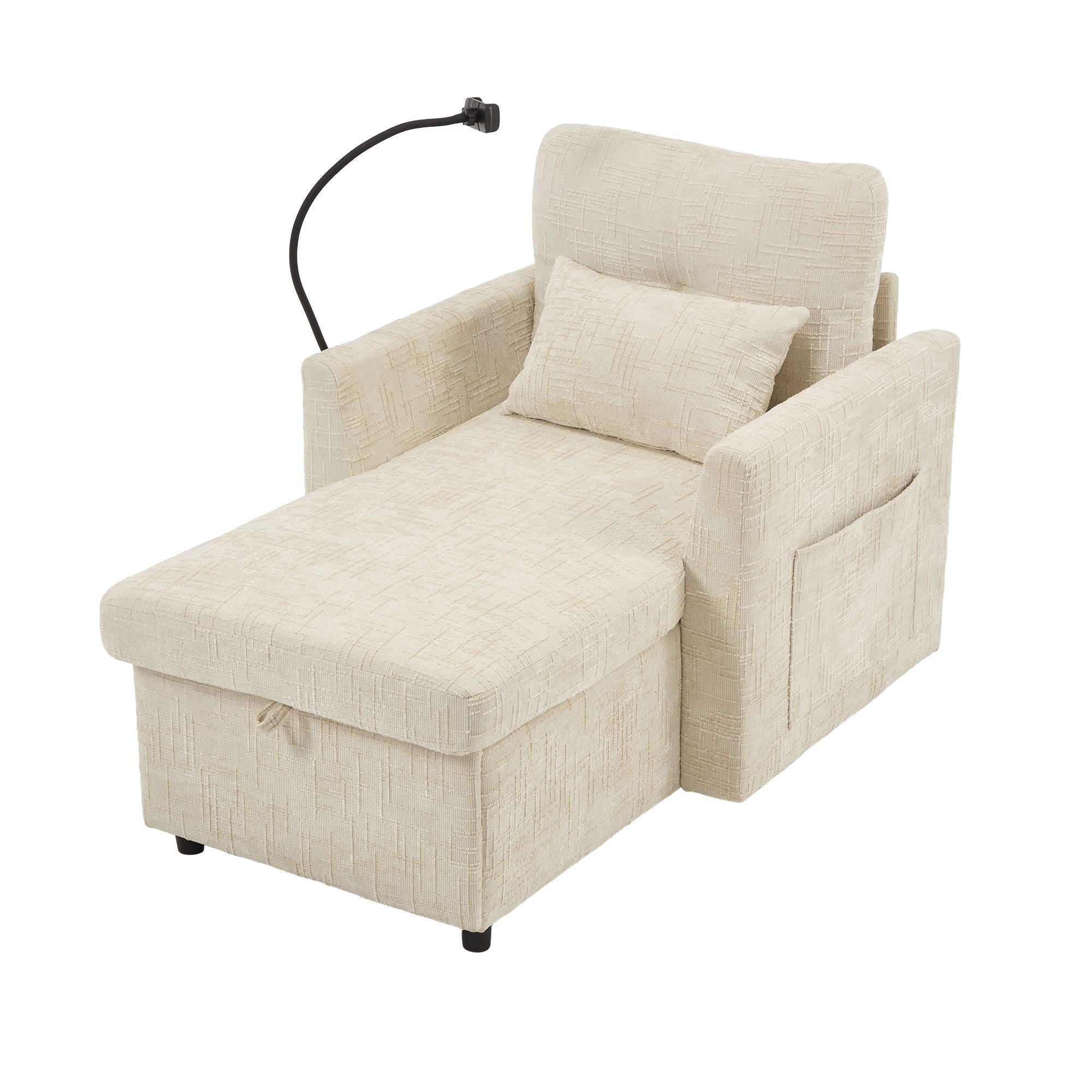 Multifunctional Chenille Recliner Sofa With Storage And Phone Bracket - Best Buy Furniture