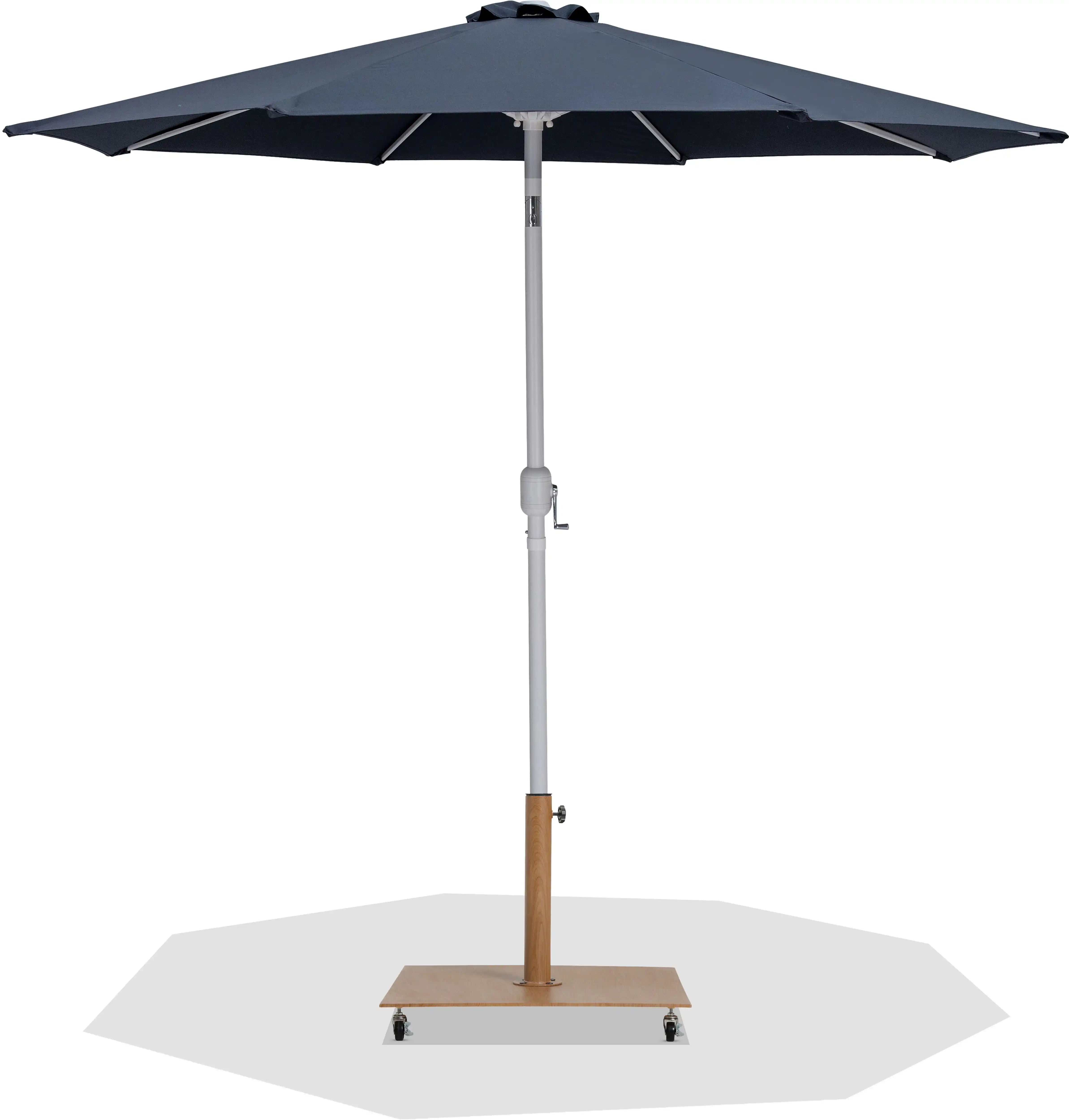 Fiji - Aluminum Patio Umbrella With Square Teak And White Base - Best Buy Furniture