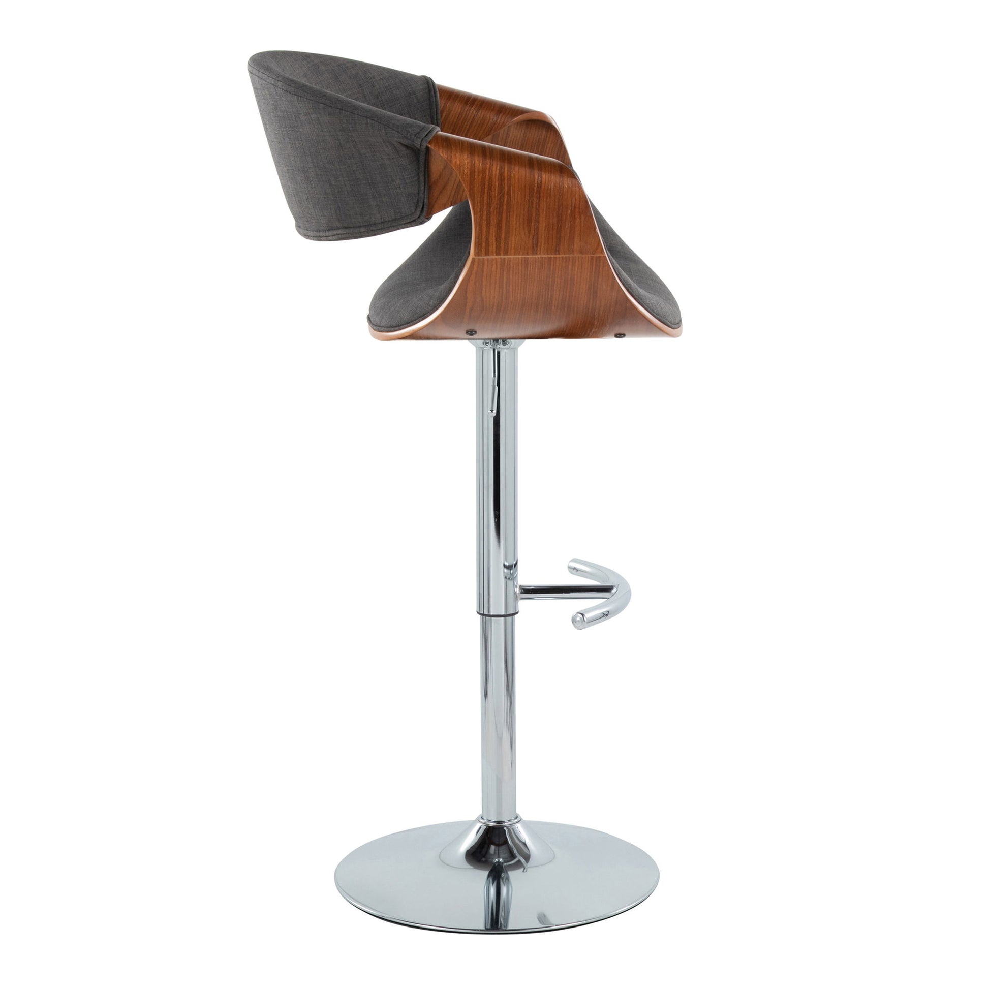Curvo - Mid Century Modern Adjustable Barstool With Swivel With Rounded T Footrest (Set of 2) - Best Buy Furniture