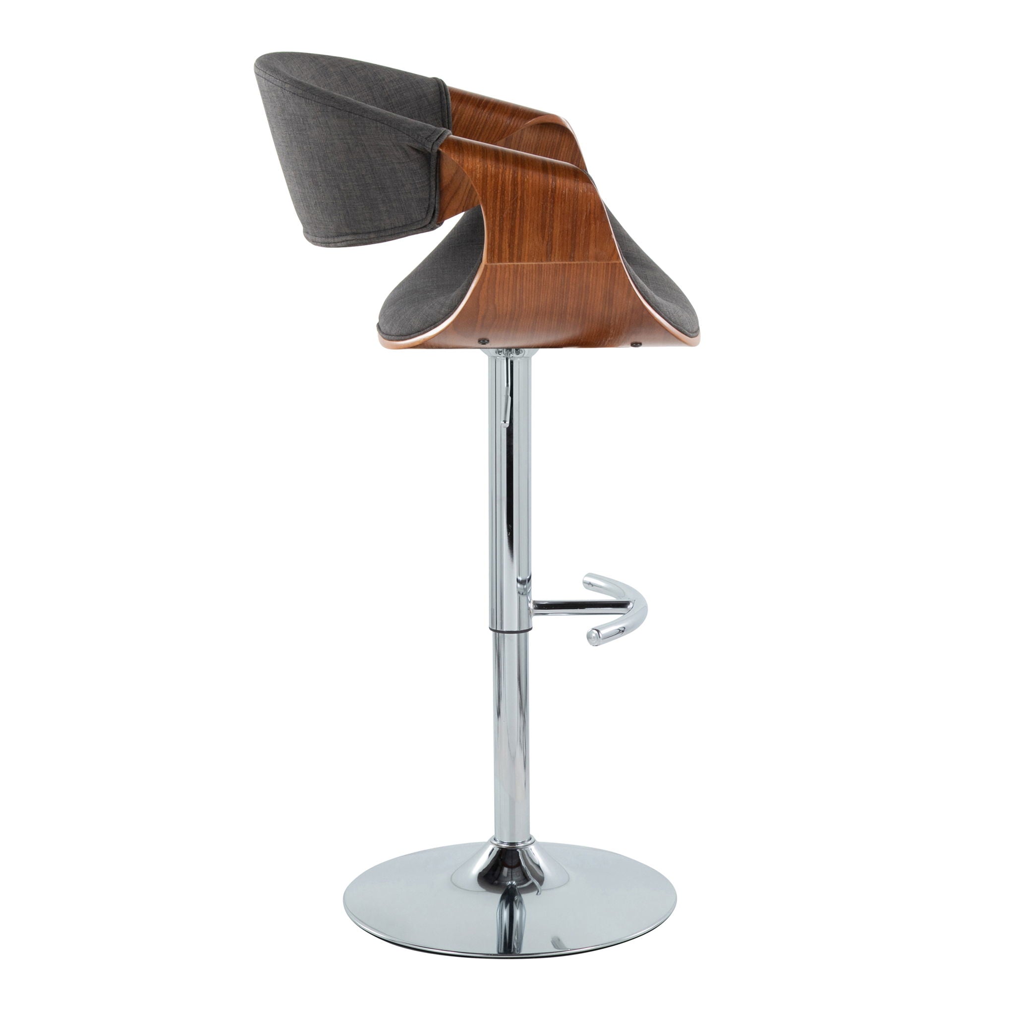 Curvo - Mid Century Modern Adjustable Barstool With Swivel With Rounded T Footrest (Set of 2) - Best Buy Furniture