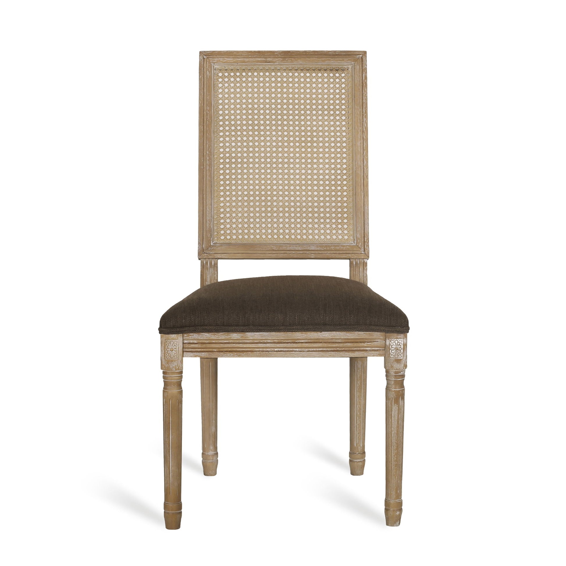 French Country Dining Chair With Rectangular Cane Backrest And Smooth Upholstered Seating - Best Buy Furniture