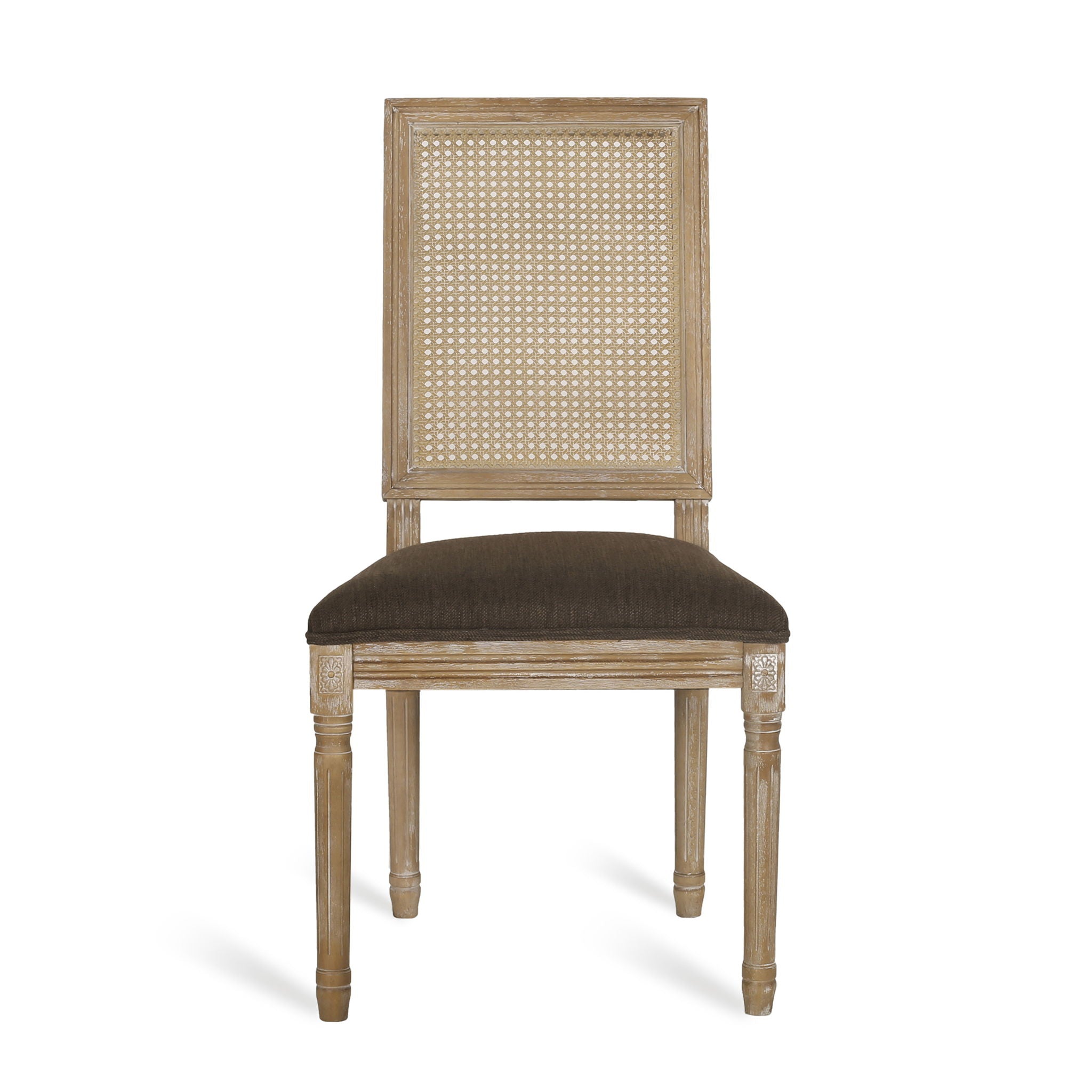 French Country Dining Chair With Rectangular Cane Backrest And Smooth Upholstered Seating - Best Buy Furniture