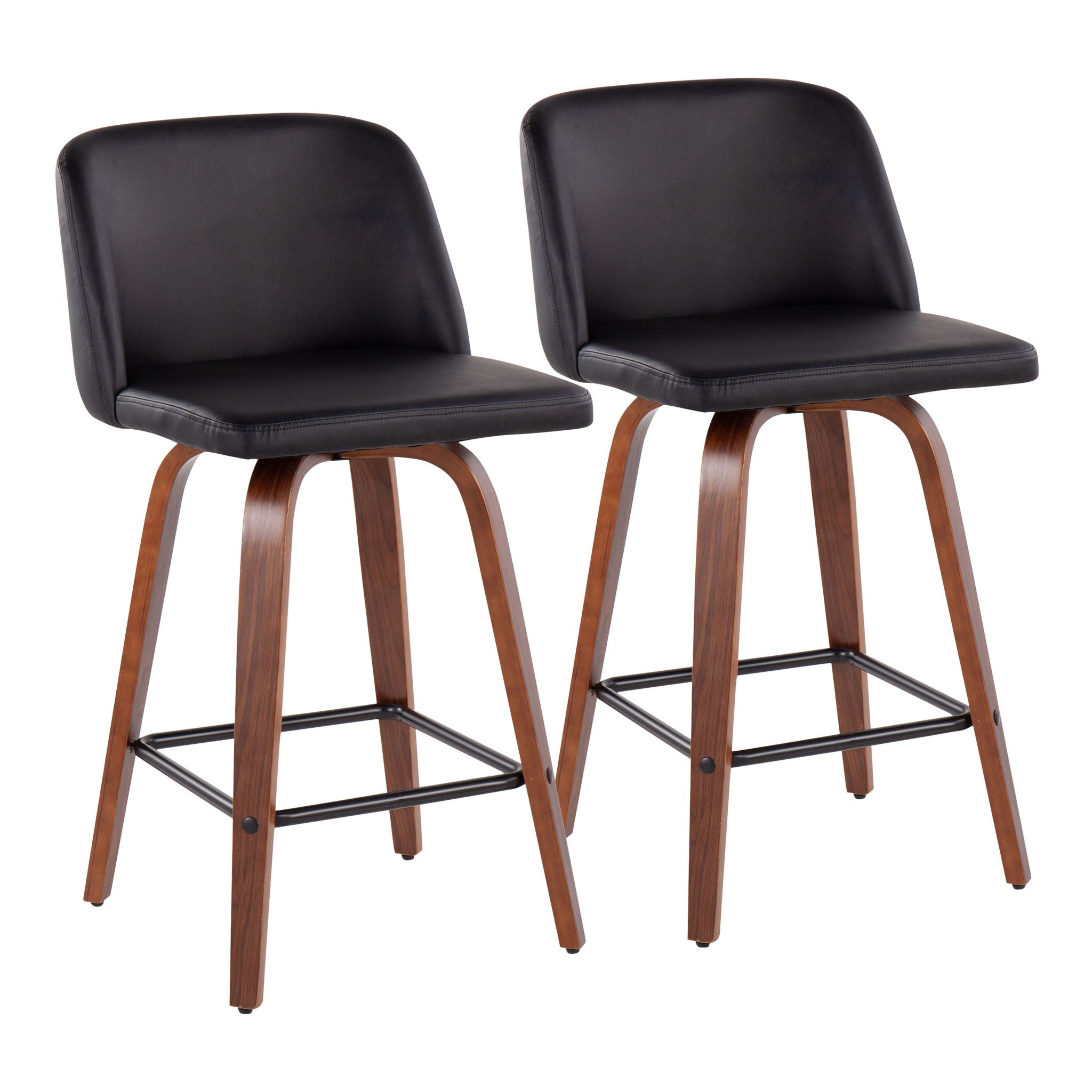Toriano - Mid Century Modern Fixed Height Counter Stool & Square Footrest (Set of 2) - Best Buy Furniture