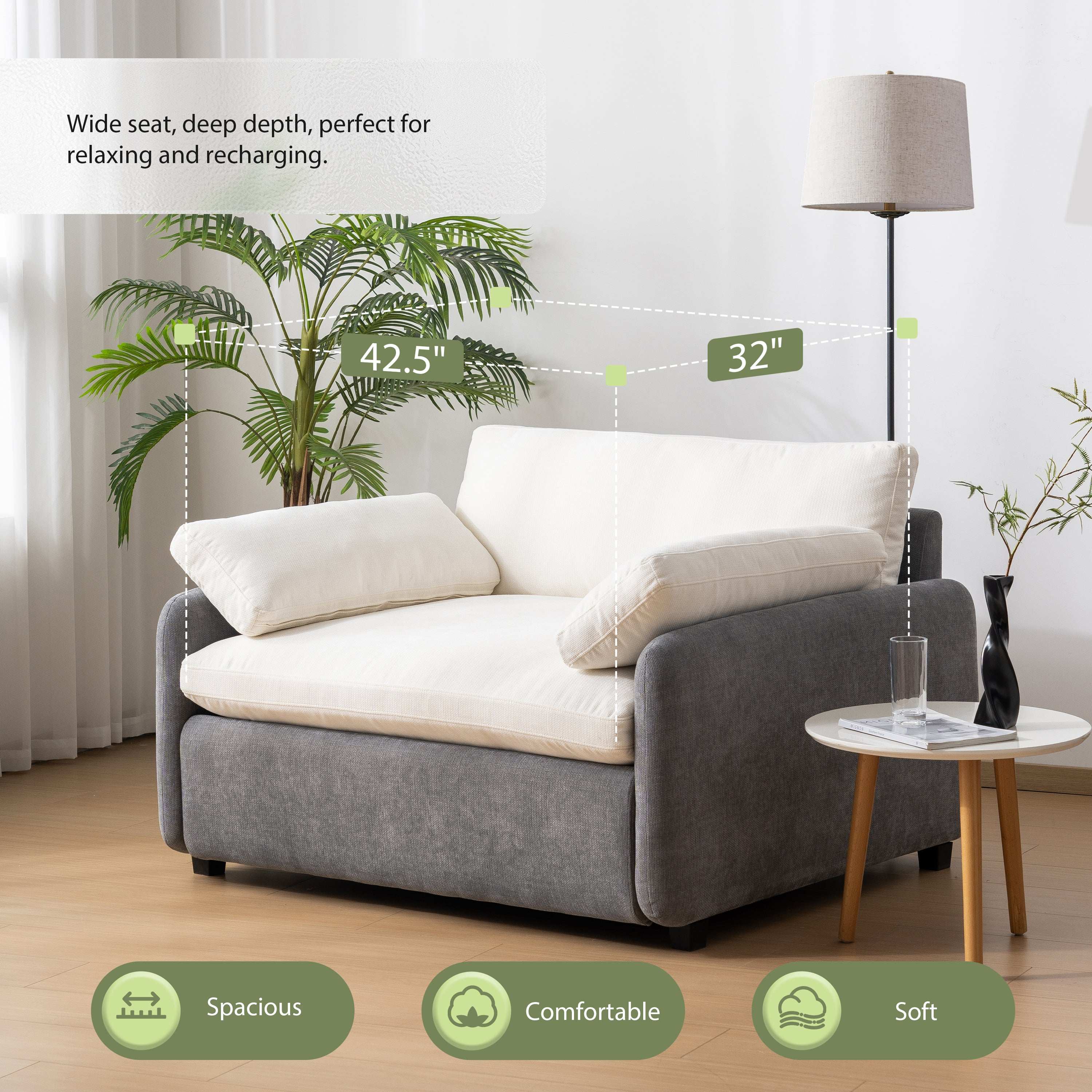 Oversized Chenille Single Sofa Chair,Wide and Deep Seat Accent Chair - Best Buy Furniture