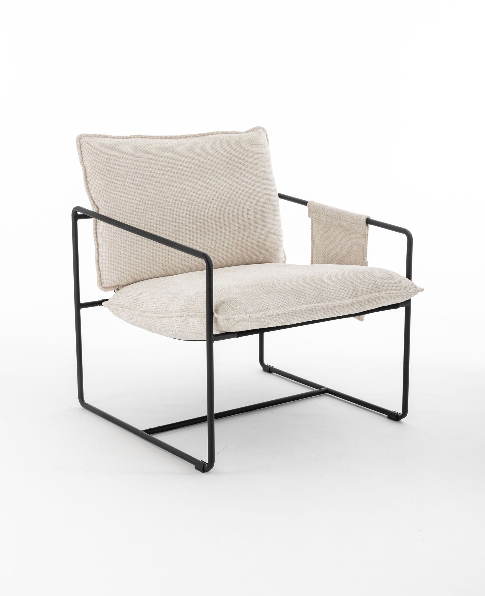 Upholstered Hanging Armchair With Arm Pocket Metal Frame (Set of 2), Crushed Foam Cushions And Skin-Friendly Braid For Living Room And Bedroom - Best Buy Furniture