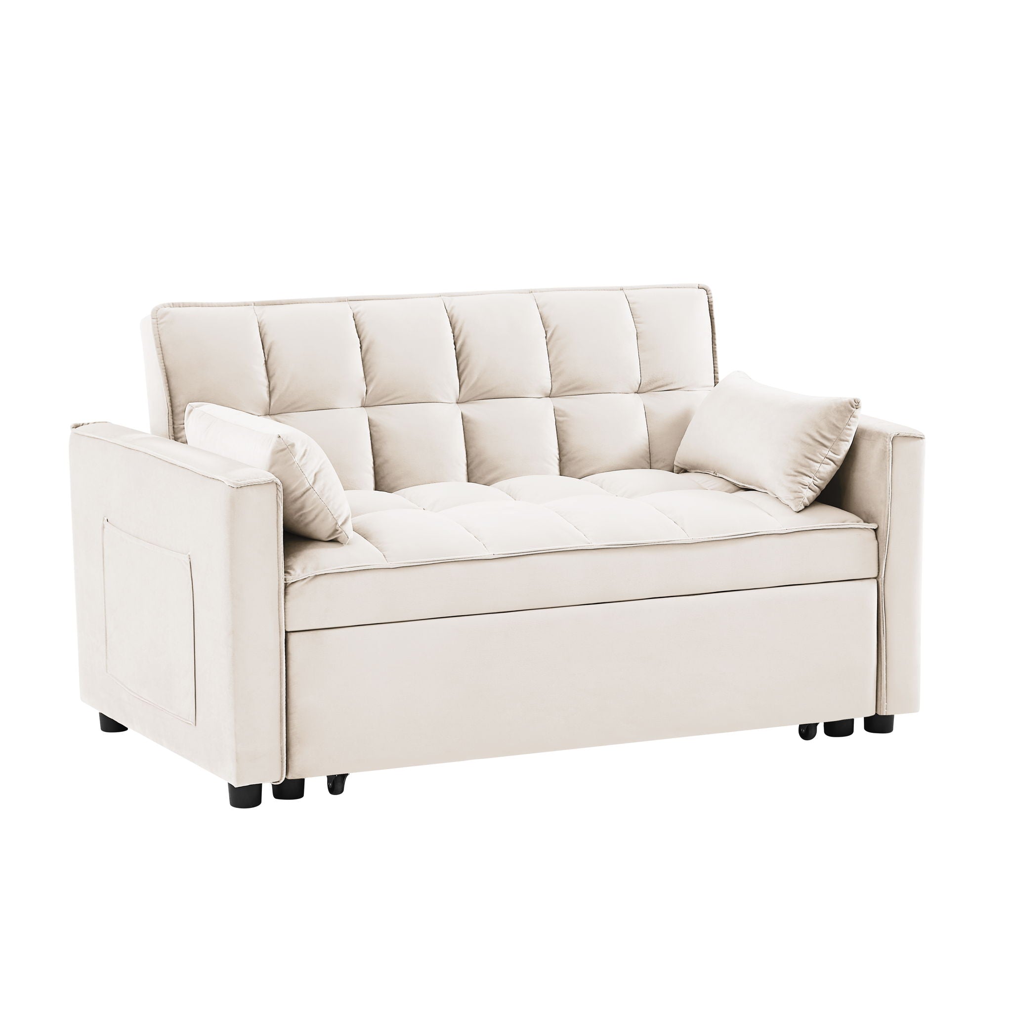 Modern Velvet Convertible Loveseat Futon Sofa With Pullout Bed, Reclining Backrest - Best Buy Furniture