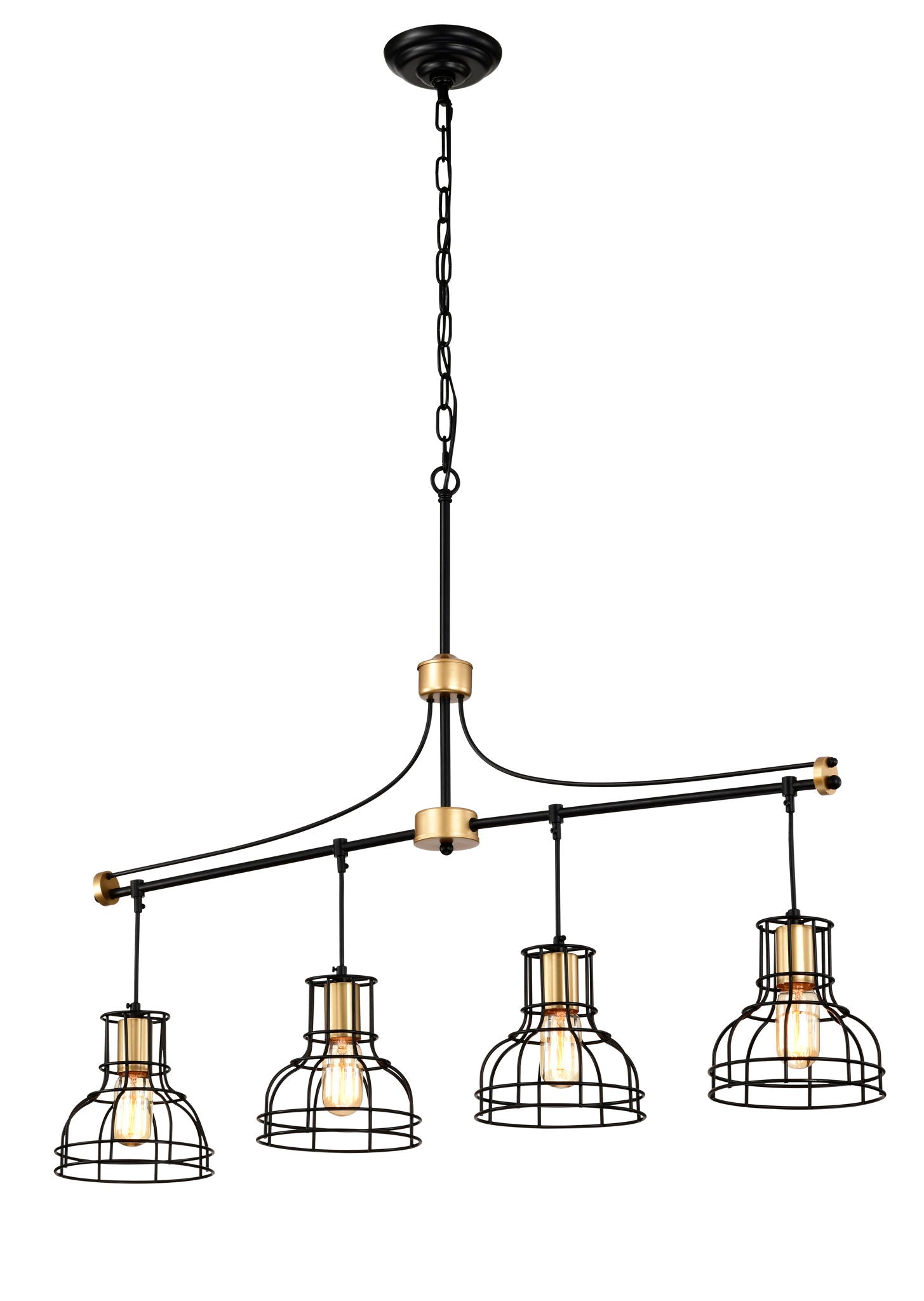 Dining Room Light Fixture / Chandelier Table, 40 -" Hanging For Farmhouse Linear Chandeliers, 5 Light Kitchen Island Lighting Ceiling Chandelier, With Metal Lampshade - Gold / Matte Black - Best Buy Furniture