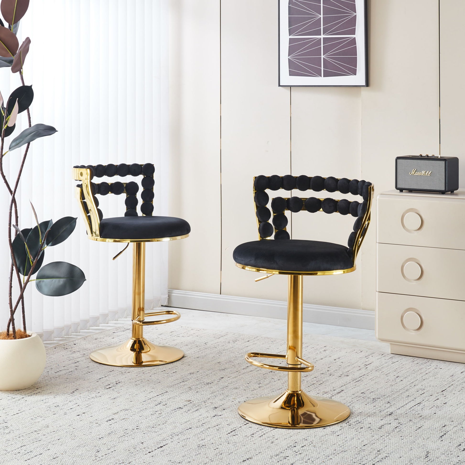 Modern Bar Chair With Iron Tube Legs, Soft Cushions And Comfortable Backrest (Set of 2) - Best Buy Furniture