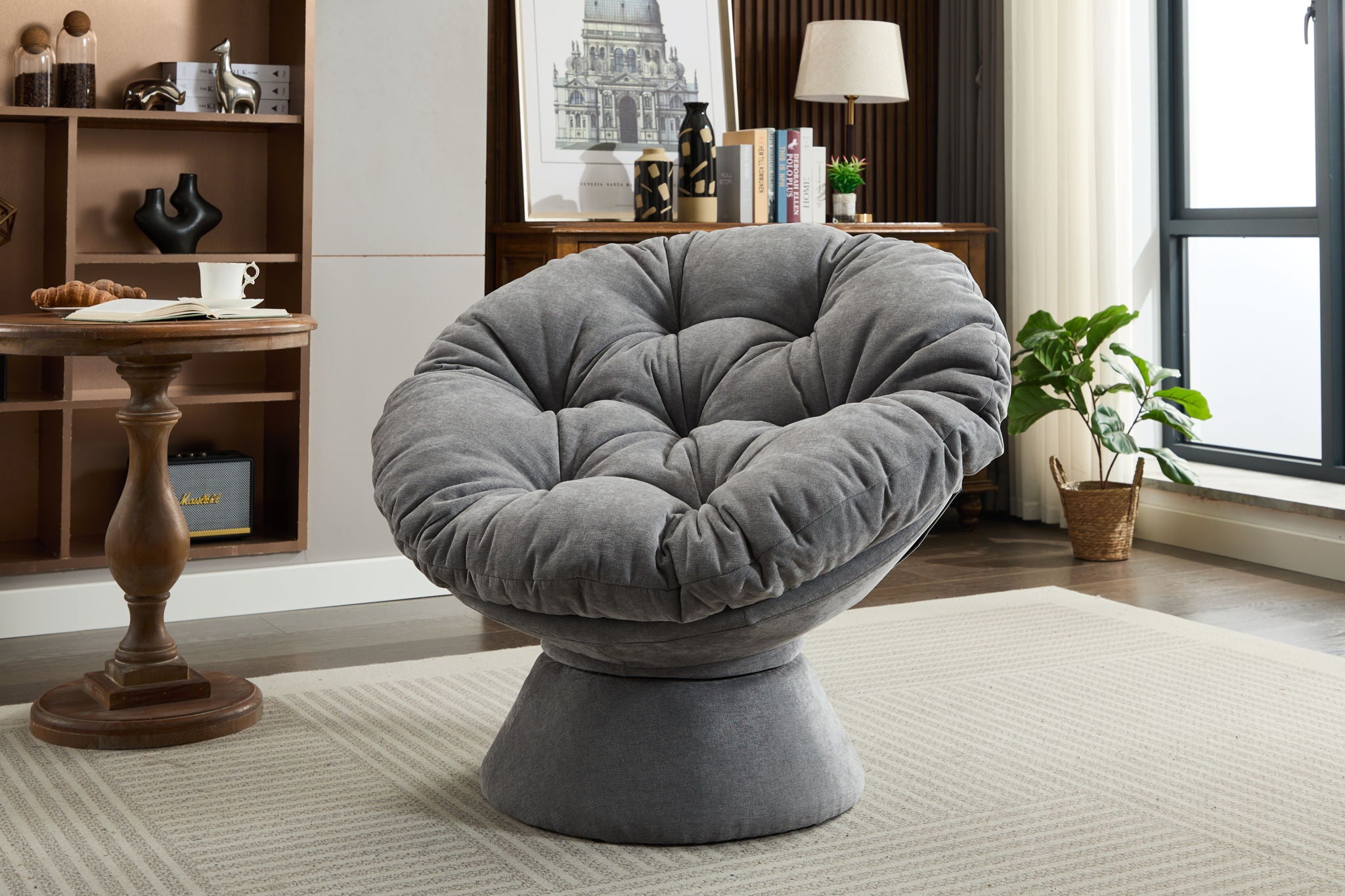 Oversized Swivel Accent Chair, 360 Swivel Barrel Chair, Papasan Chair For Living Room Bedroom - Best Buy Furniture