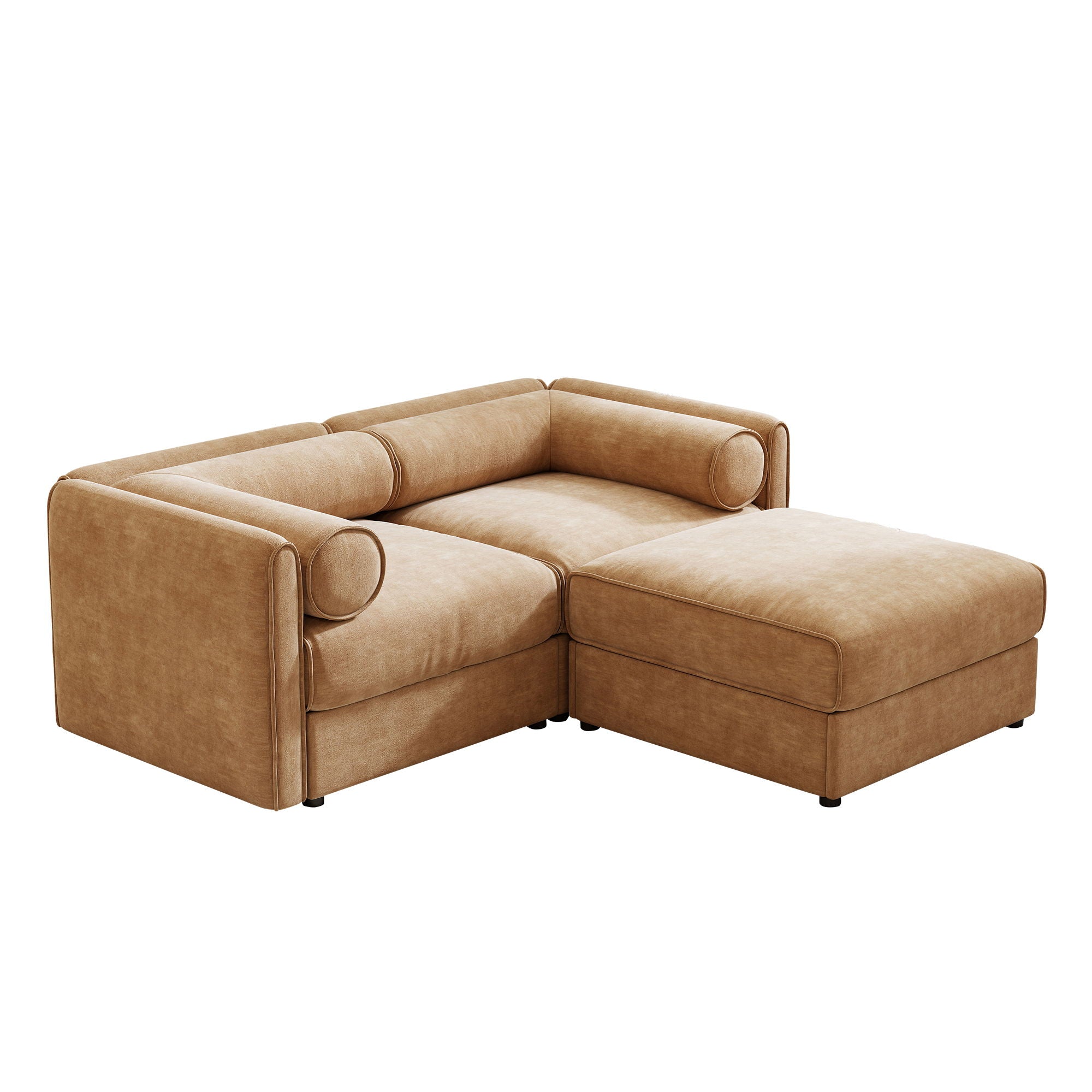 Contemporary Elegant White Chenille Sofa With Storage And Ottoman - Best Buy Furniture