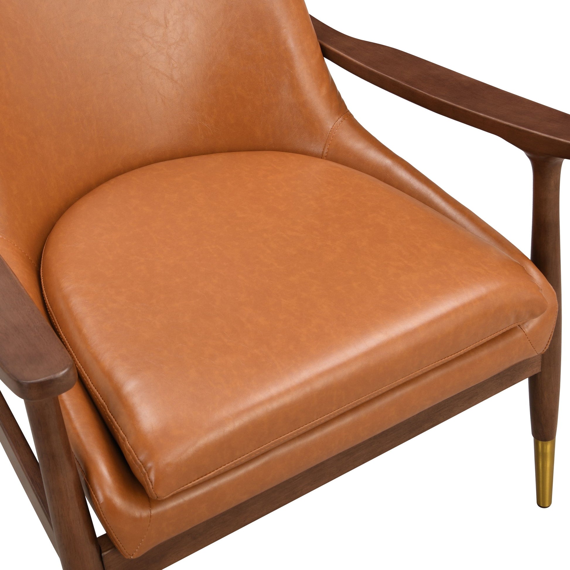 Mid - Century Accent Chair With Cushioned Seat, Brass Tipped Legs - Best Buy Furniture