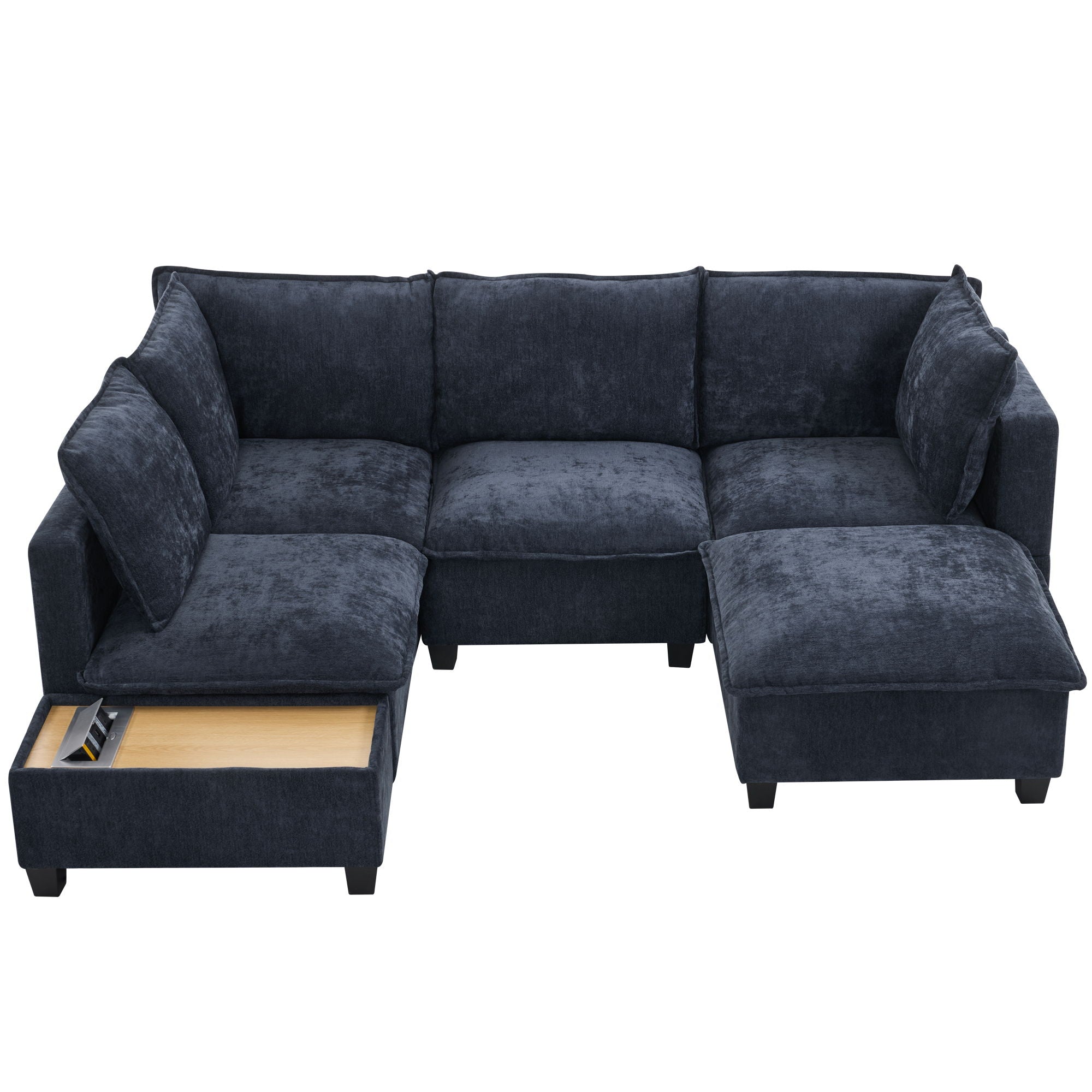 U-Shaped Sectional Modular Sofa With A Movable Ottoman, A Coffee Table With Hidden Charging Devices For Living Room - Best Buy Furniture