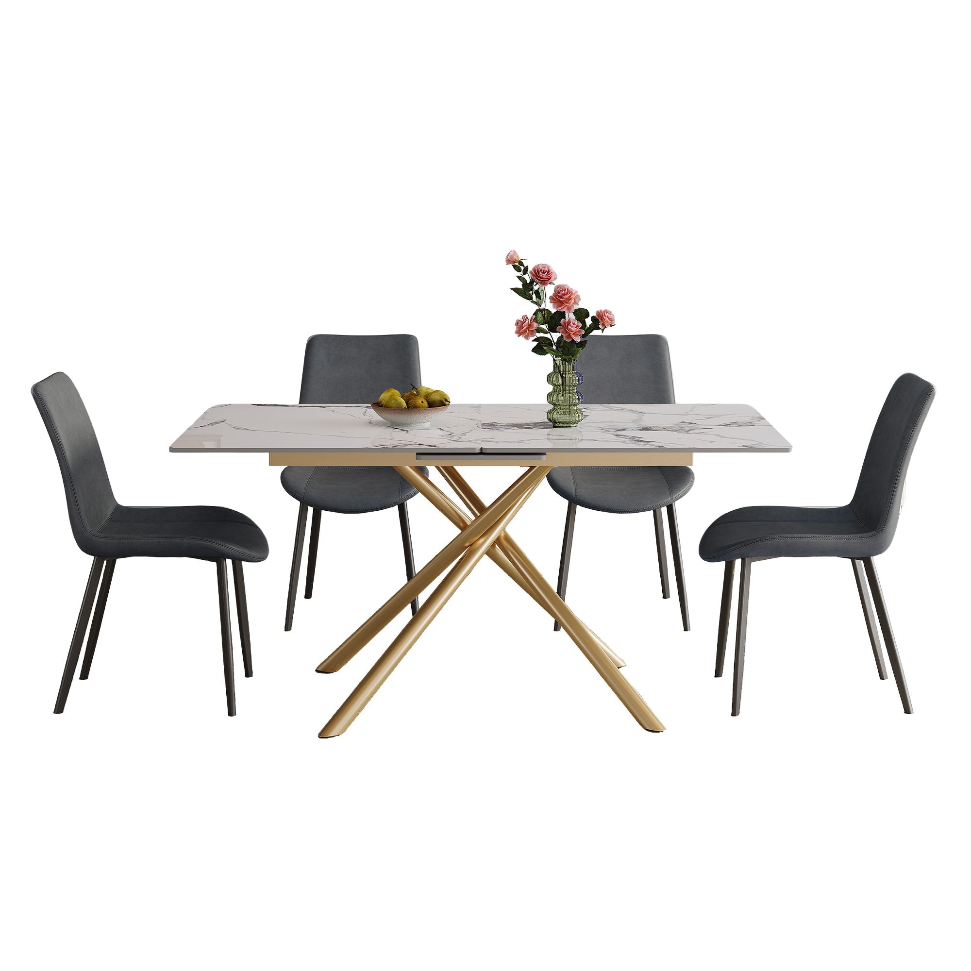 Modern Expandable Dining Table With Retractable Leaf With Chairs - Best Buy Furniture
