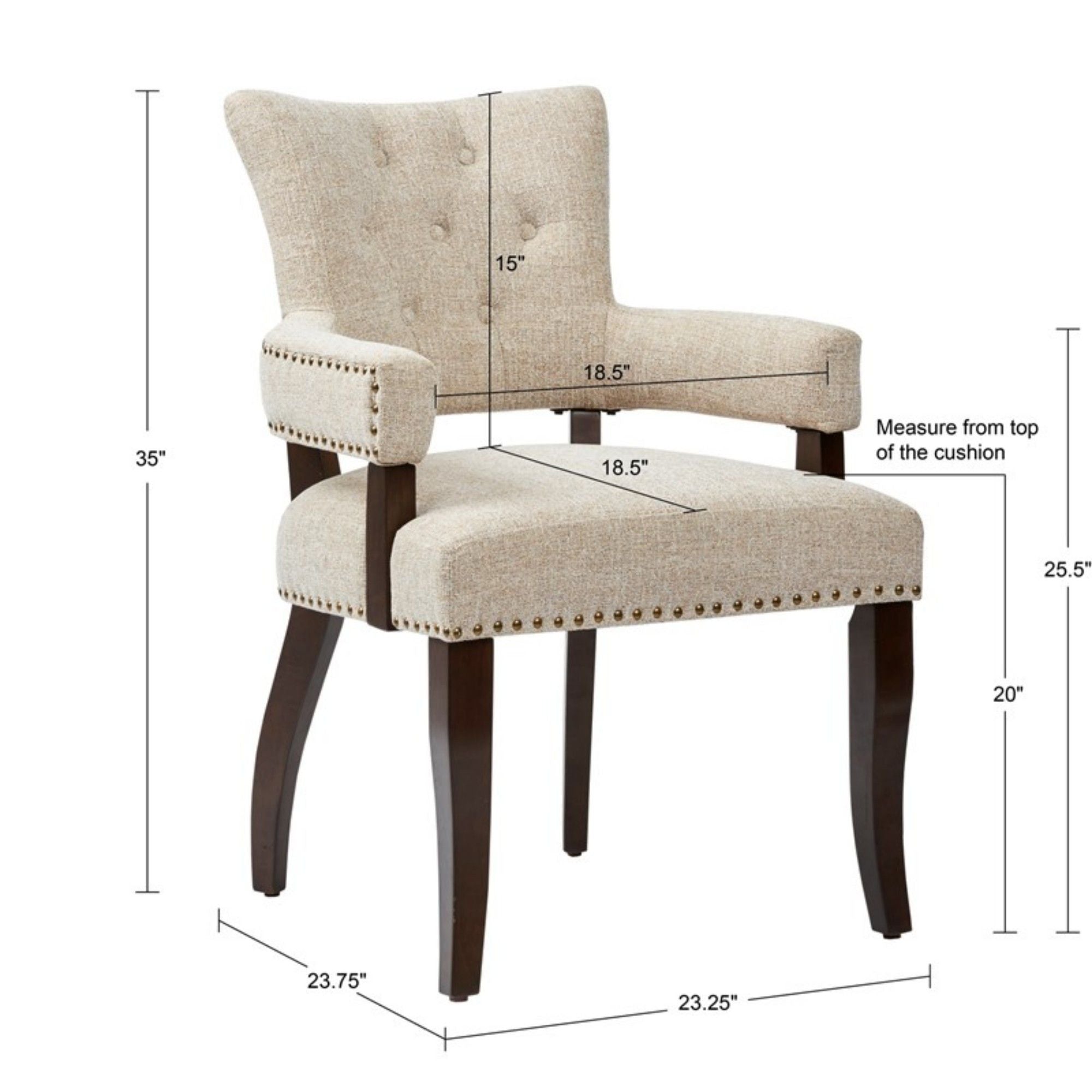 Brooklyn - Dining Arm Chair With Button Tufted Back (Set of 2) - Cream - Best Buy Furniture