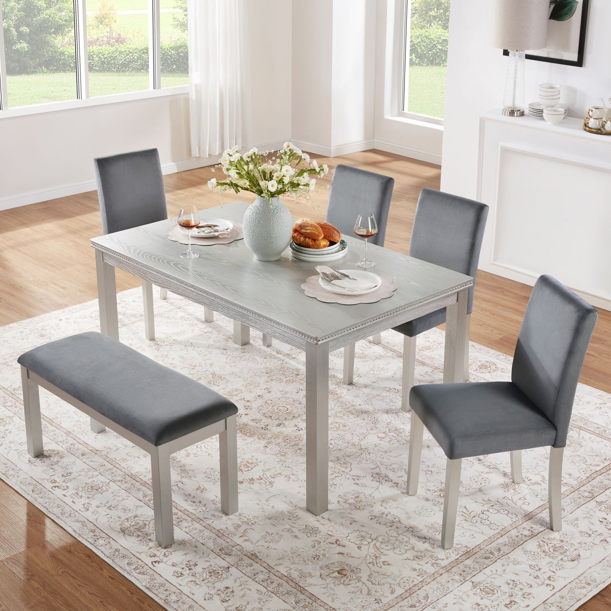 Dining Table Set, Table With A Rectangular Table And Upholstered Chairs - Best Buy Furniture