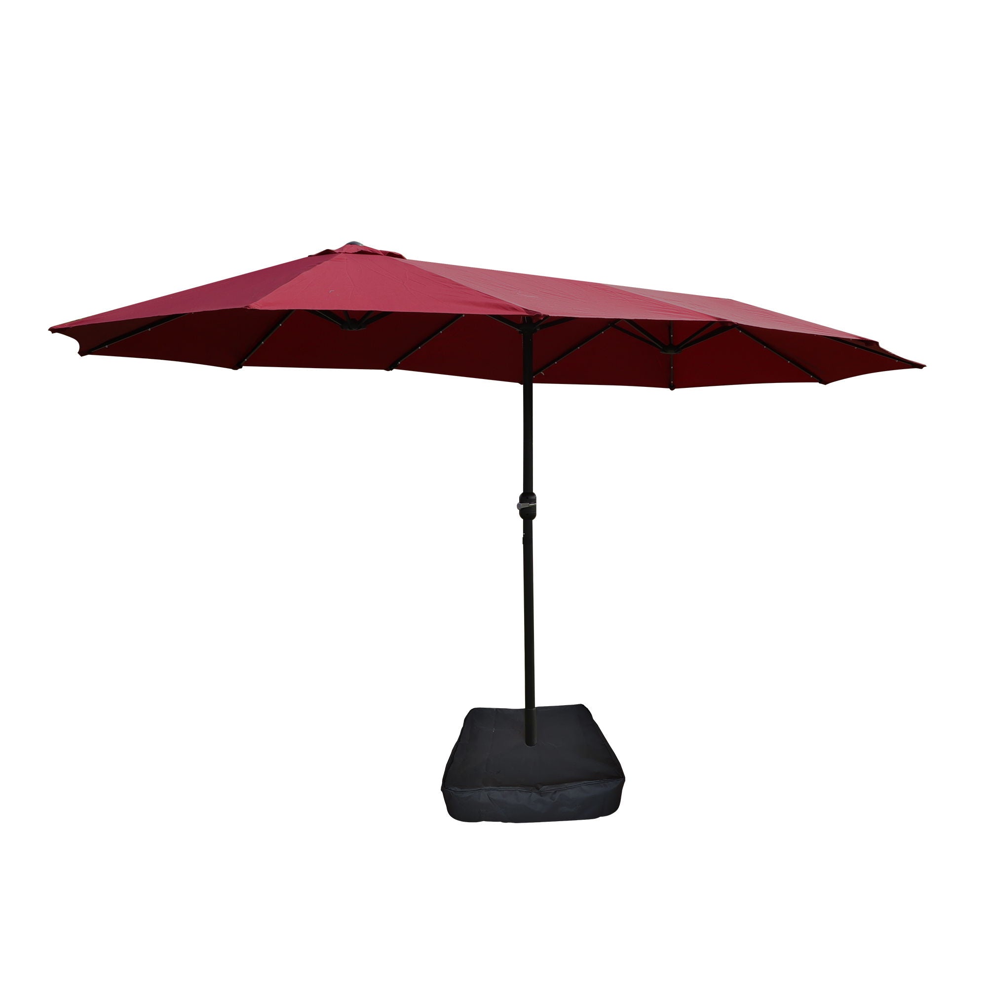 Double- Sided Outdoor Market Umbrella With Lights And Base - Best Buy Furniture