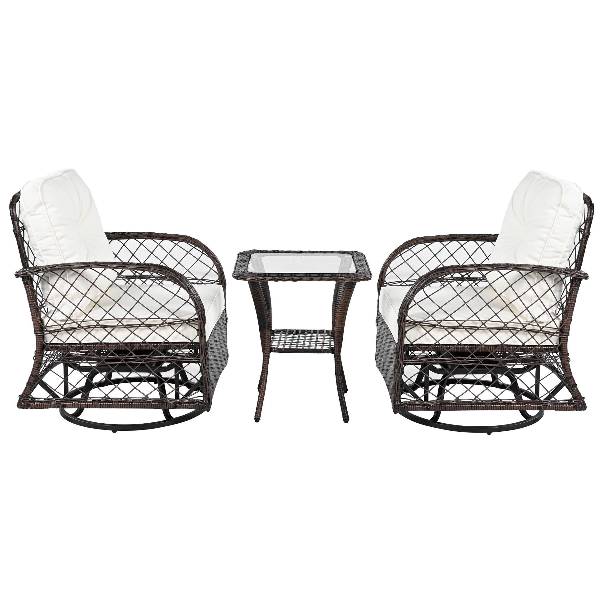 3 Piece Outdoor Chair & Table Set Chat Set, 2 Person Rattan Seating Group - Best Buy Furniture