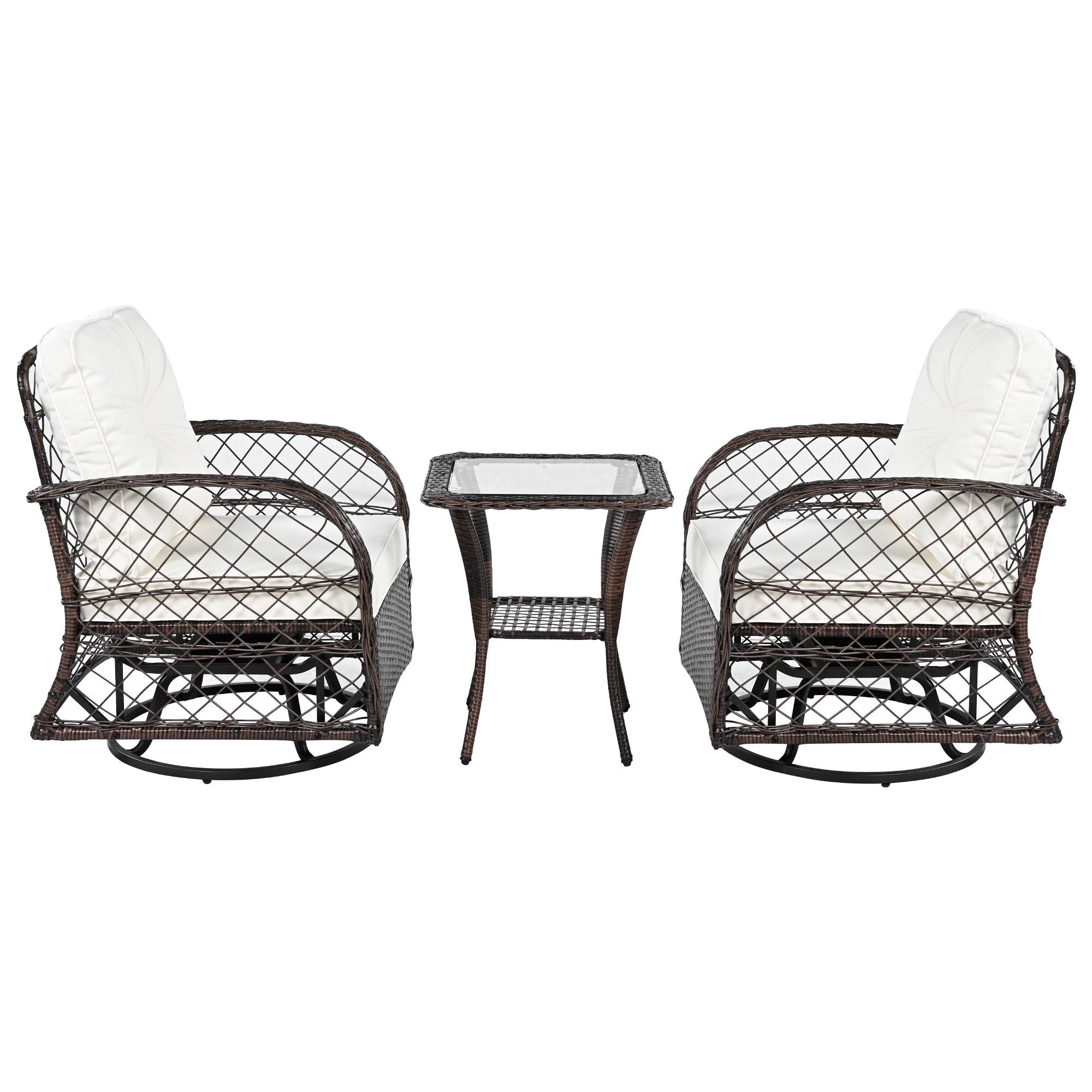 3 Piece Outdoor Chair & Table Set Chat Set, 2 Person Rattan Seating Group - Best Buy Furniture