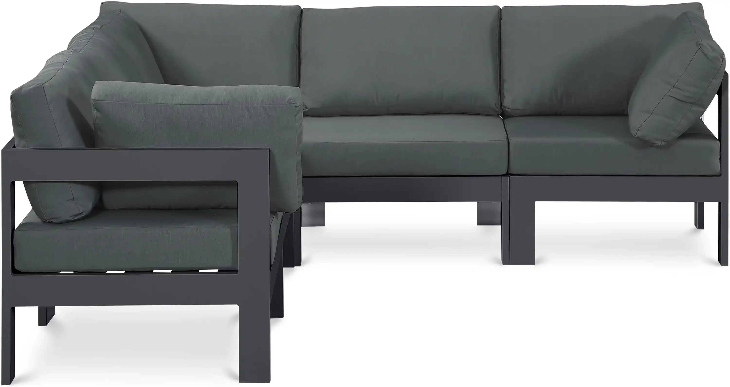 Nizuc - Outdoor Patio 5 Piece Modular Sectional With Gray Frame - Best Buy Furniture